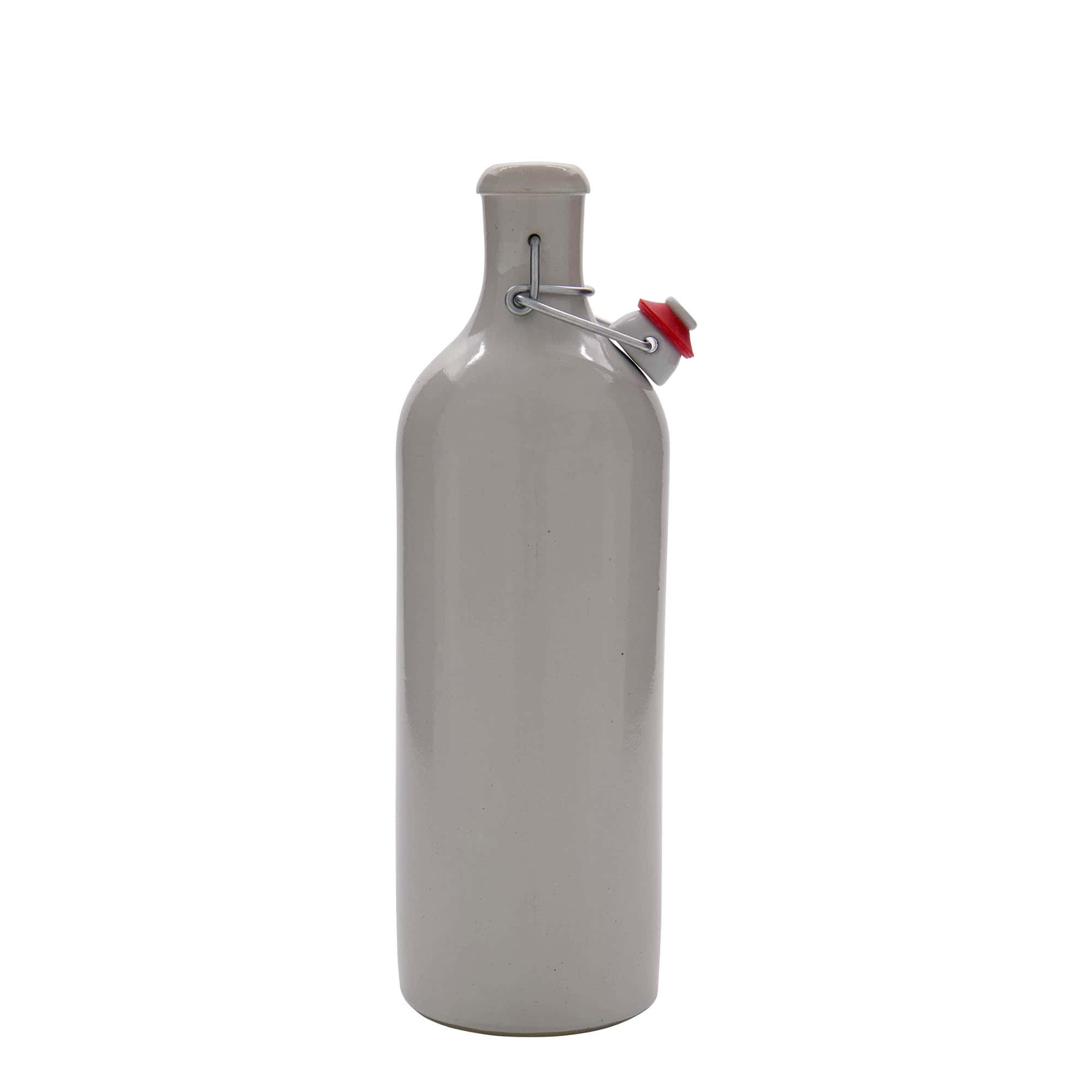 750 ml tonkrukke, stentøj, hvid, munding: klemme lukning