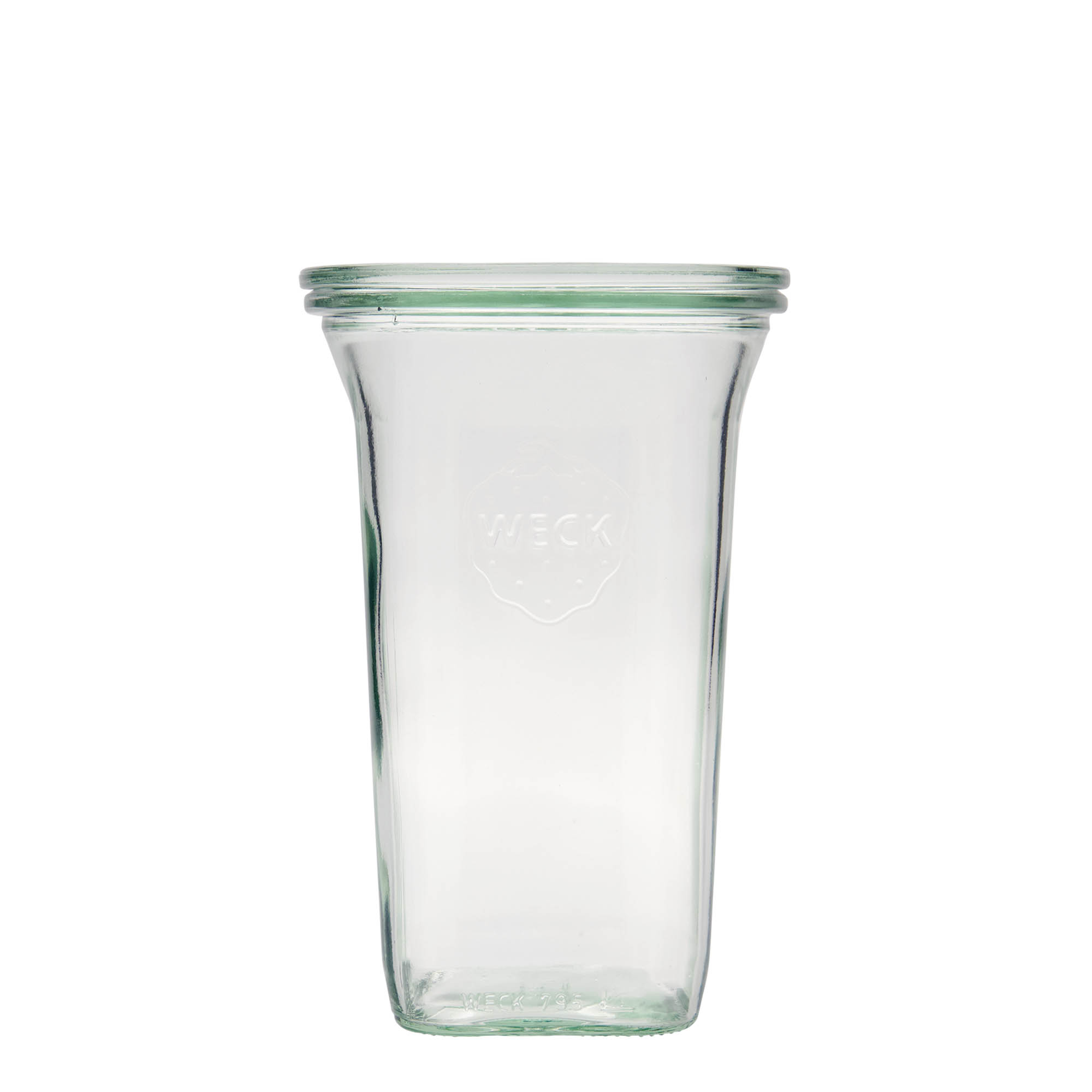 795 ml WECK-Quadroglas, firkantet, åbning: rund kant 795 ml WECK-Quadroglas, firkantet, åbning: rund kant