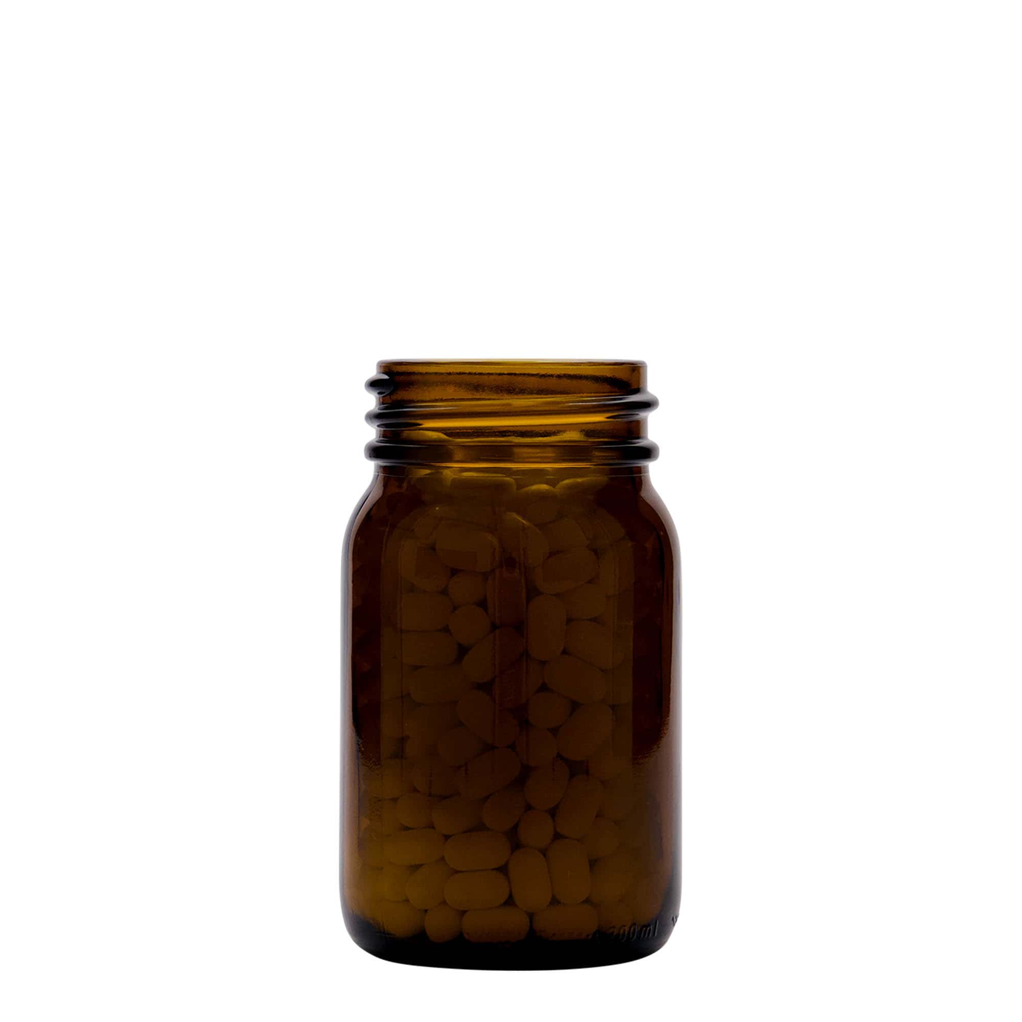 200 ml bredhalsglas, brunt, åbning: DIN 55