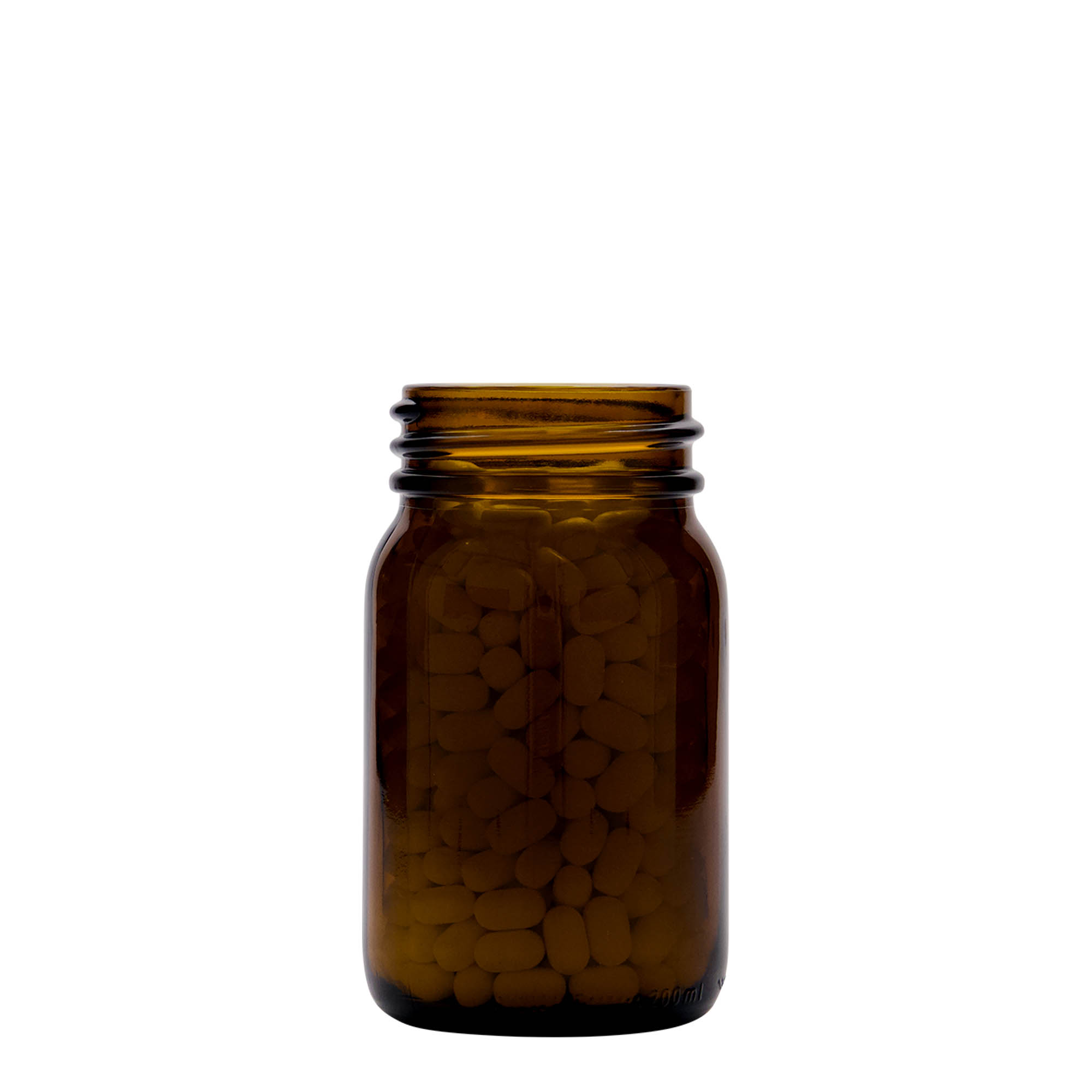200 ml bredhalsglas, brunt, åbning: DIN 55