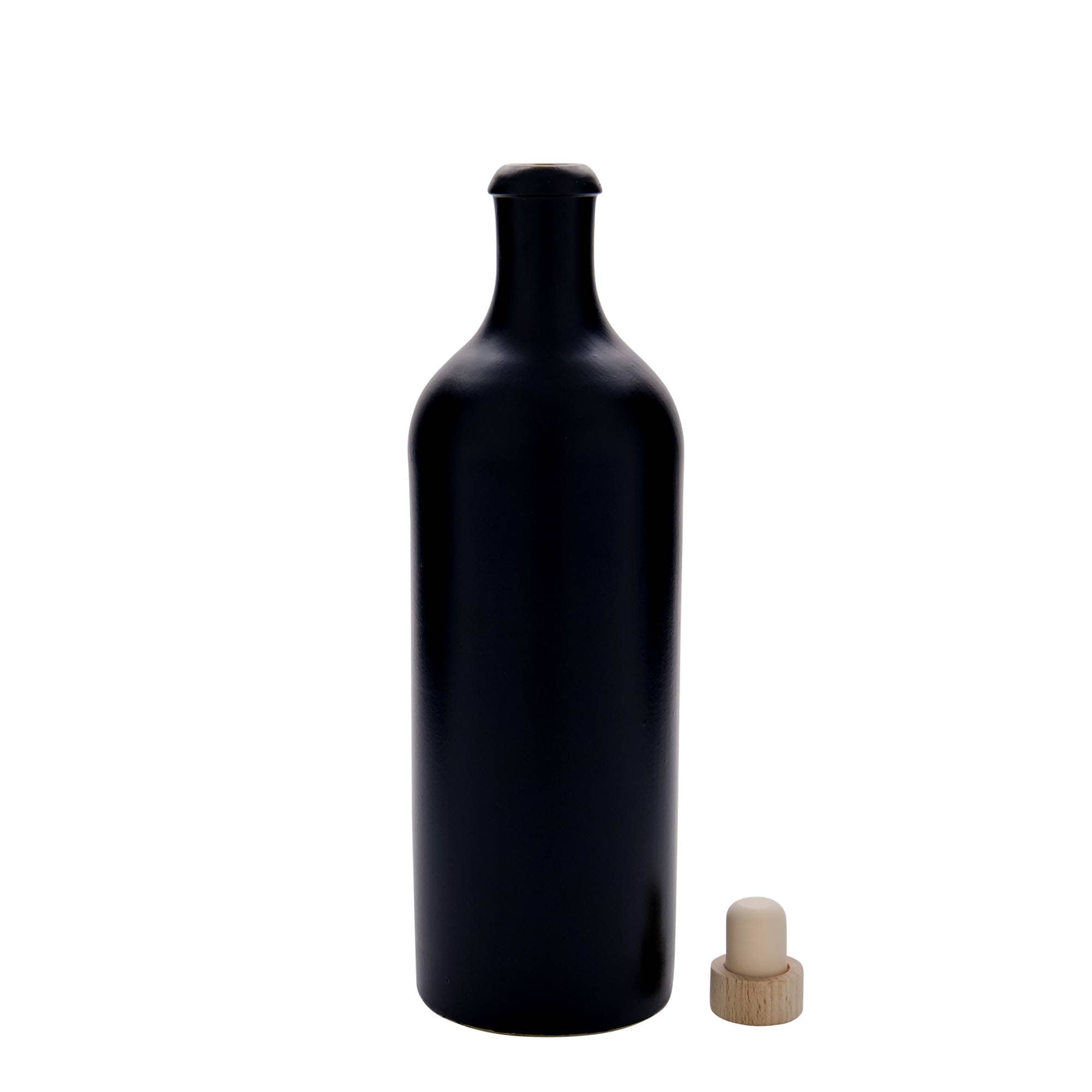 750 ml tonkrukke, stentøj, sort, åbning: kork