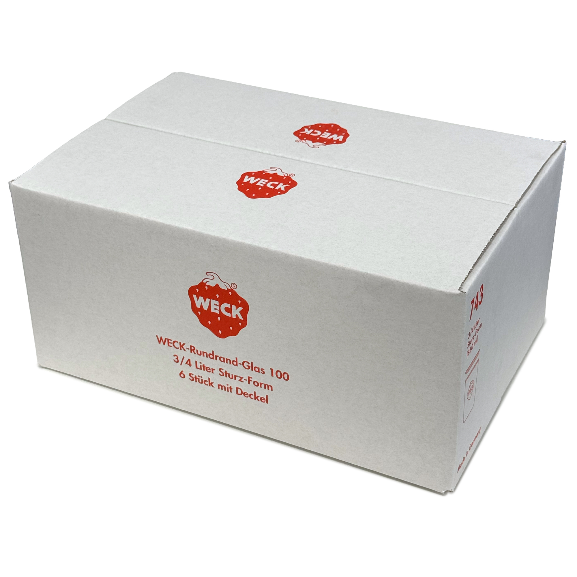 6x 850 ml WECK-sturzgas med glaslåg RR 100