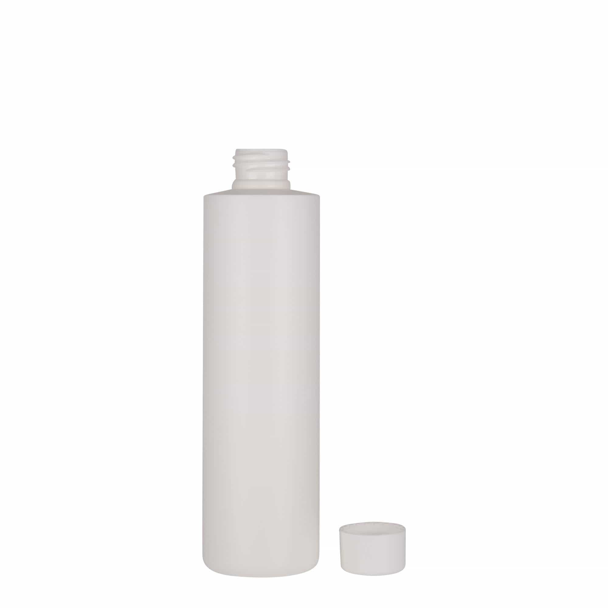 250 ml plastflaske 'Pipe', grøn HDPE, hvid, åbning: 24/410