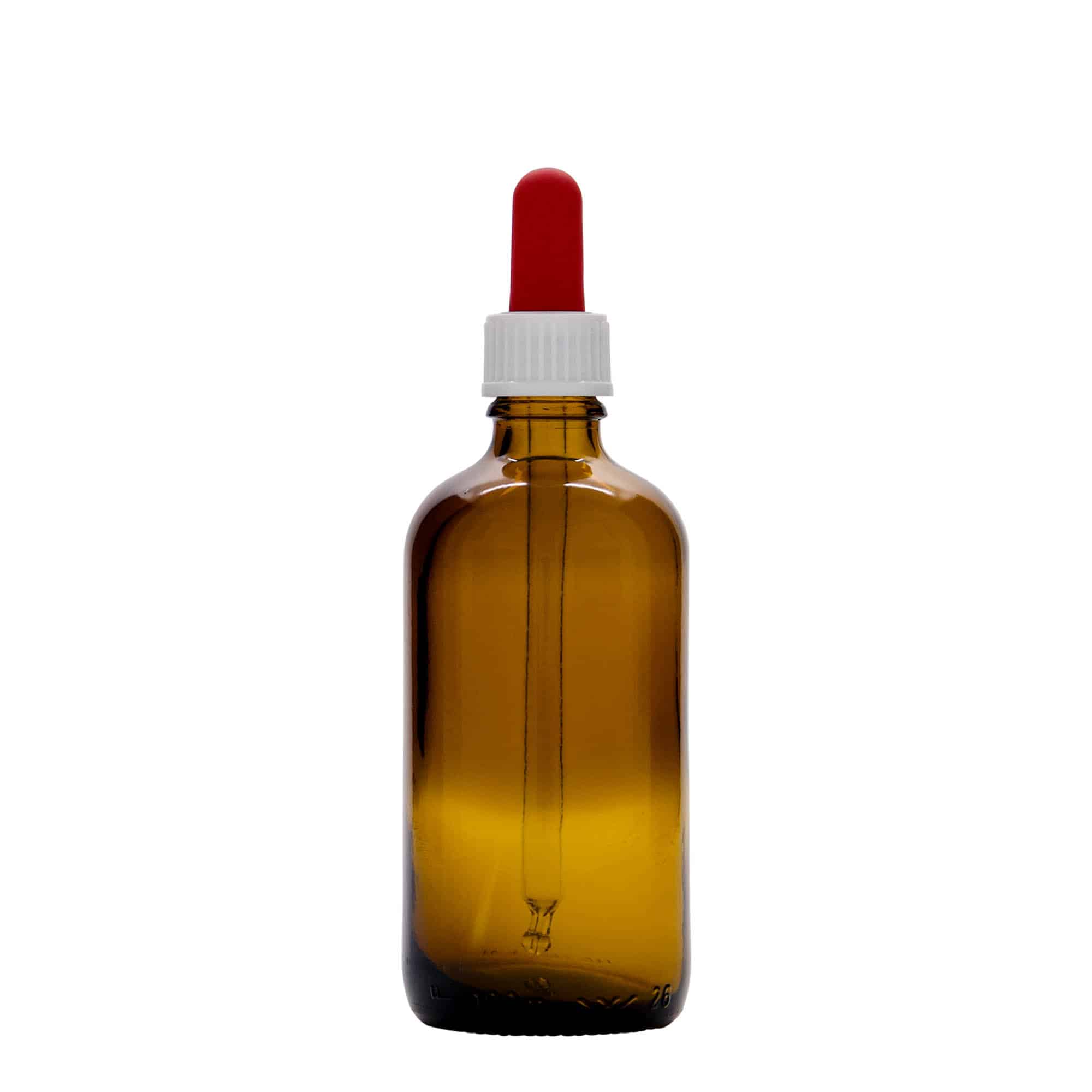 100 ml pipetteflaske, medicin, glas, brun-rød, åbning: DIN 18