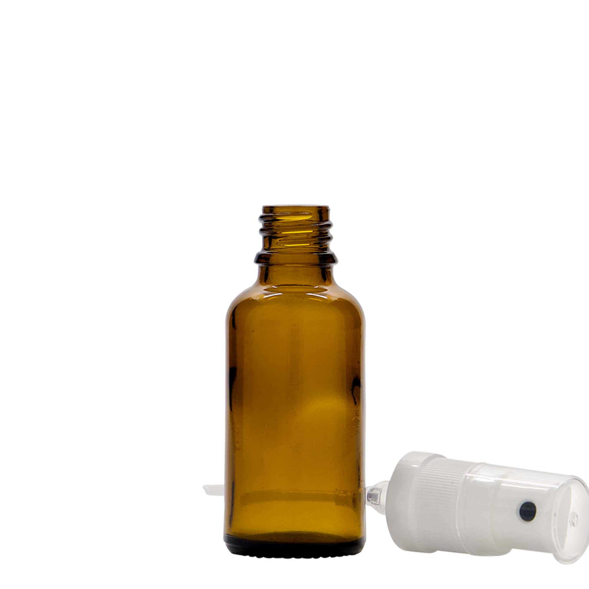 30 ml sprayflaske medicin, glas, brun, åbning: DIN 18 30 ml sprayflaske medicin, glas, brun, åbning: DIN 18