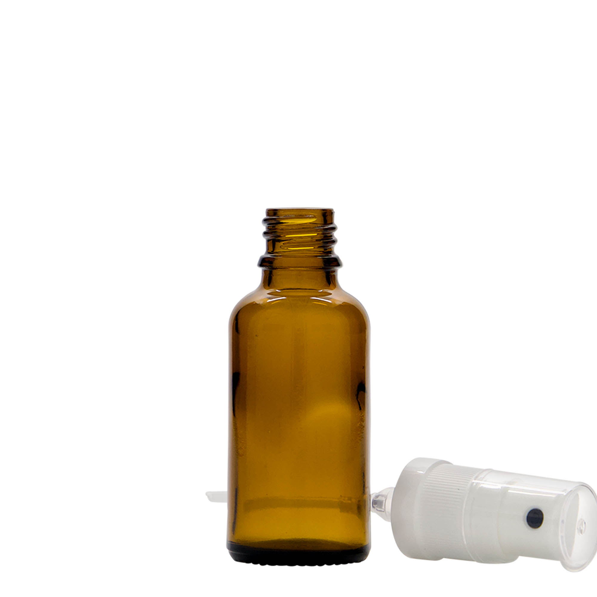 30 ml sprayflaske medicin, glas, brun, åbning: DIN 18 30 ml sprayflaske medicin, glas, brun, åbning: DIN 18