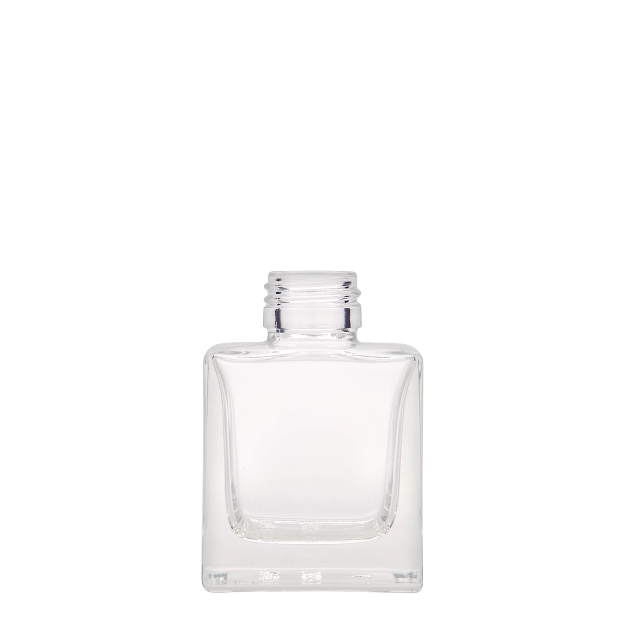 100 ml glasflaske 'Cube', firkantet, munding: PP 28 100 ml glasflaske 'Cube', firkantet, munding: PP 28