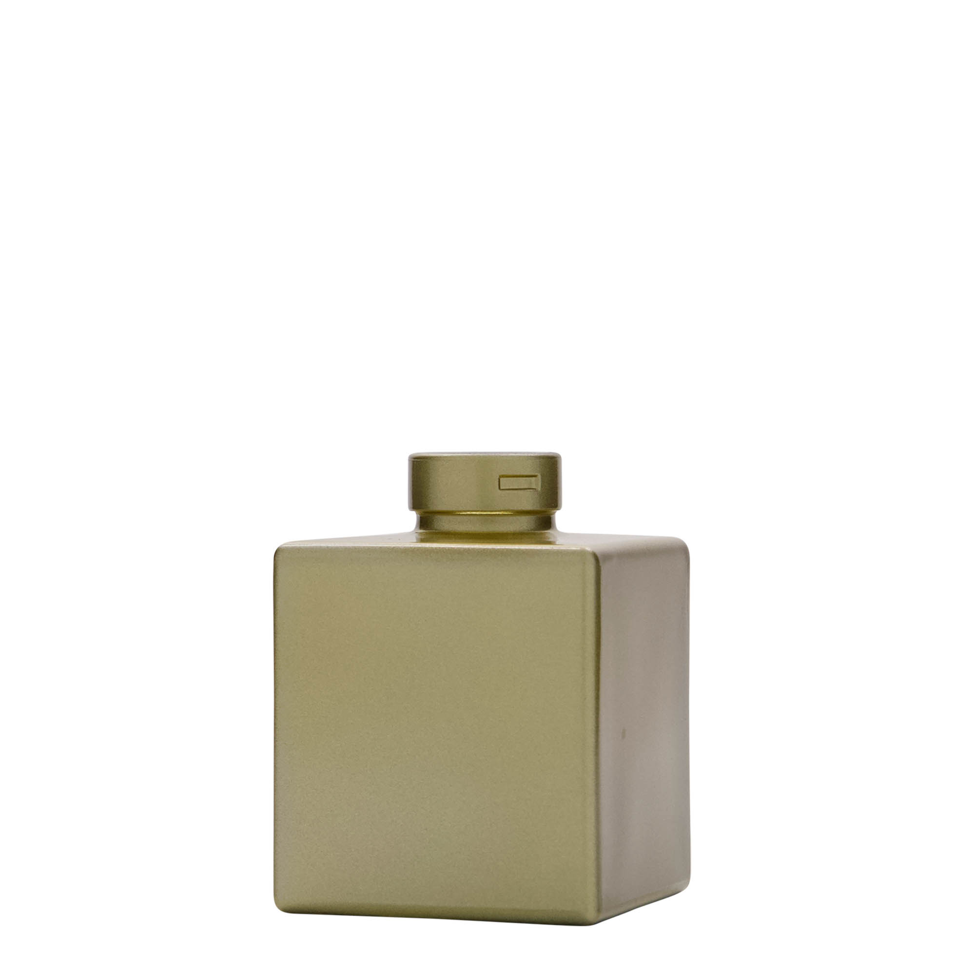 100 ml glasflaske 'Cube', kvadratisk, guld, åbning: kork 100 ml glasflaske 'Cube', kvadratisk, guld, åbning: kork