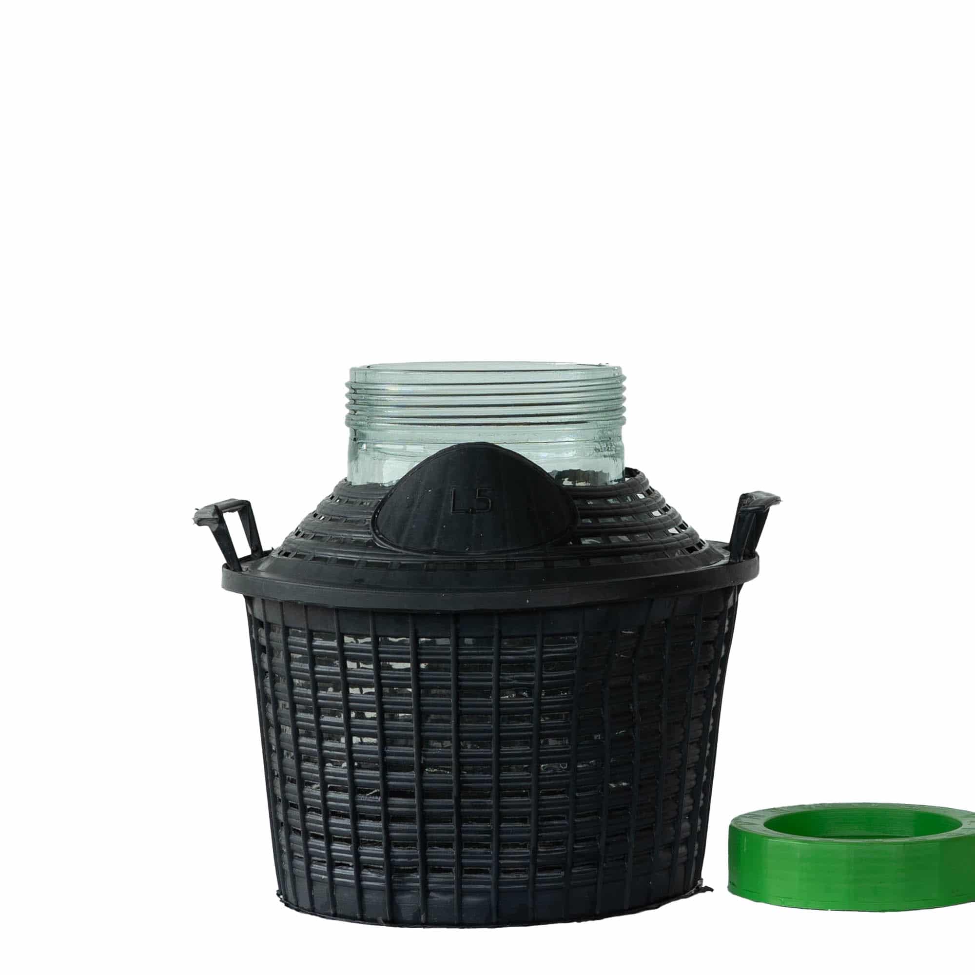 5 l ballonflaske, bredhalset, glas, åbning: Skruelåg