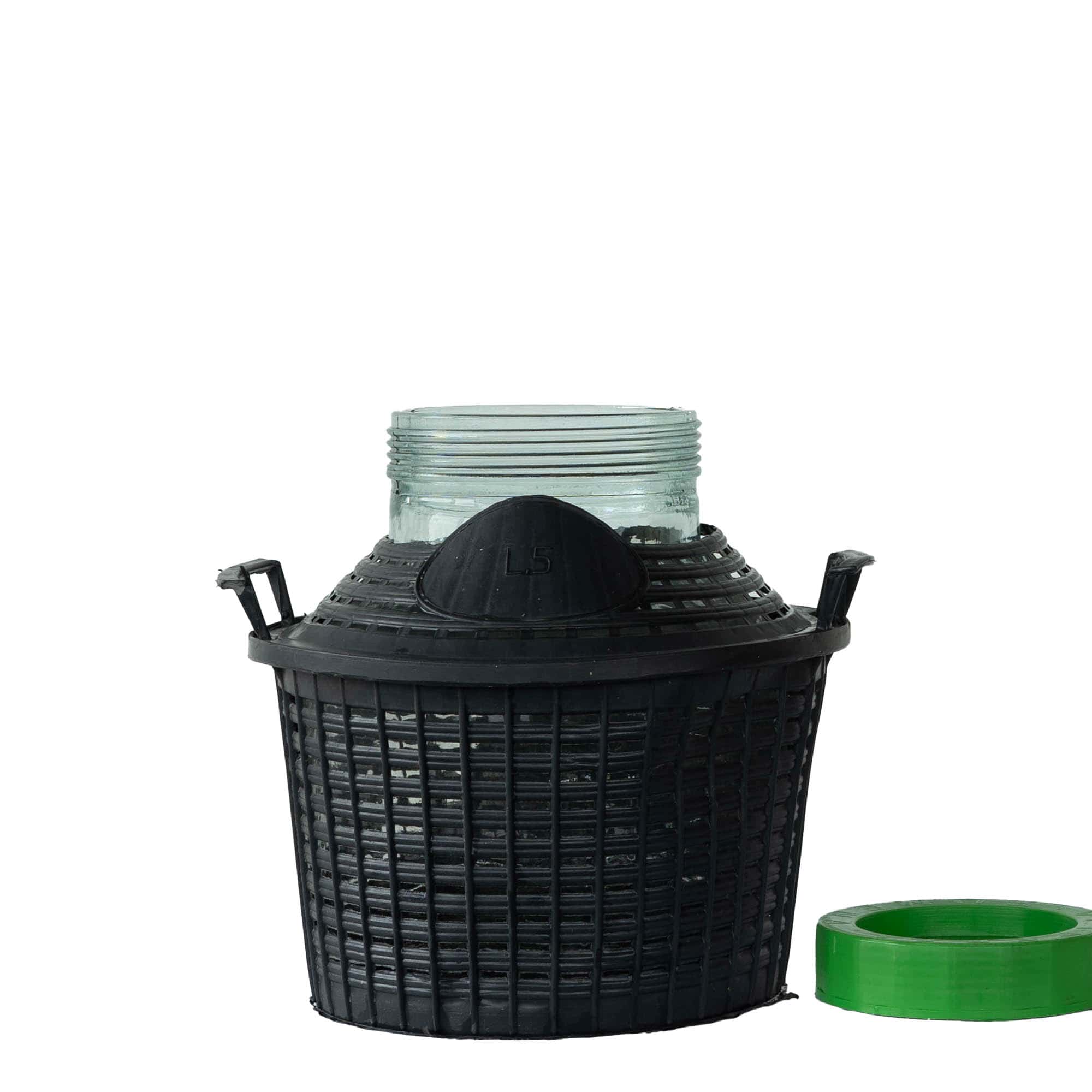 5 l ballonflaske med bred hals, glas, åbning: skruelåg