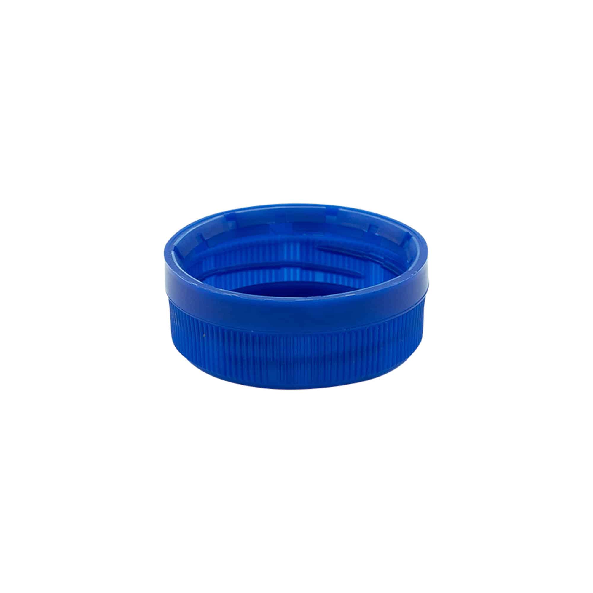 Skruelåg dobbelt gevind, PE-plast, blå, til åbning: PET 38 mm
