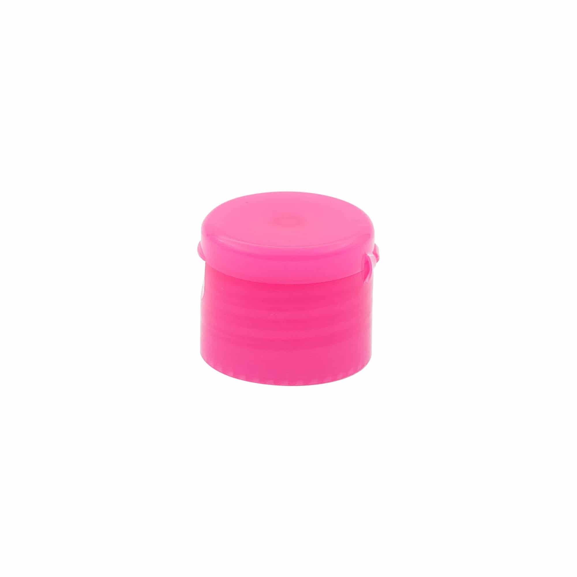 Skruelåg med klaphængsel, PP-plast, pink, til åbning: 24/410