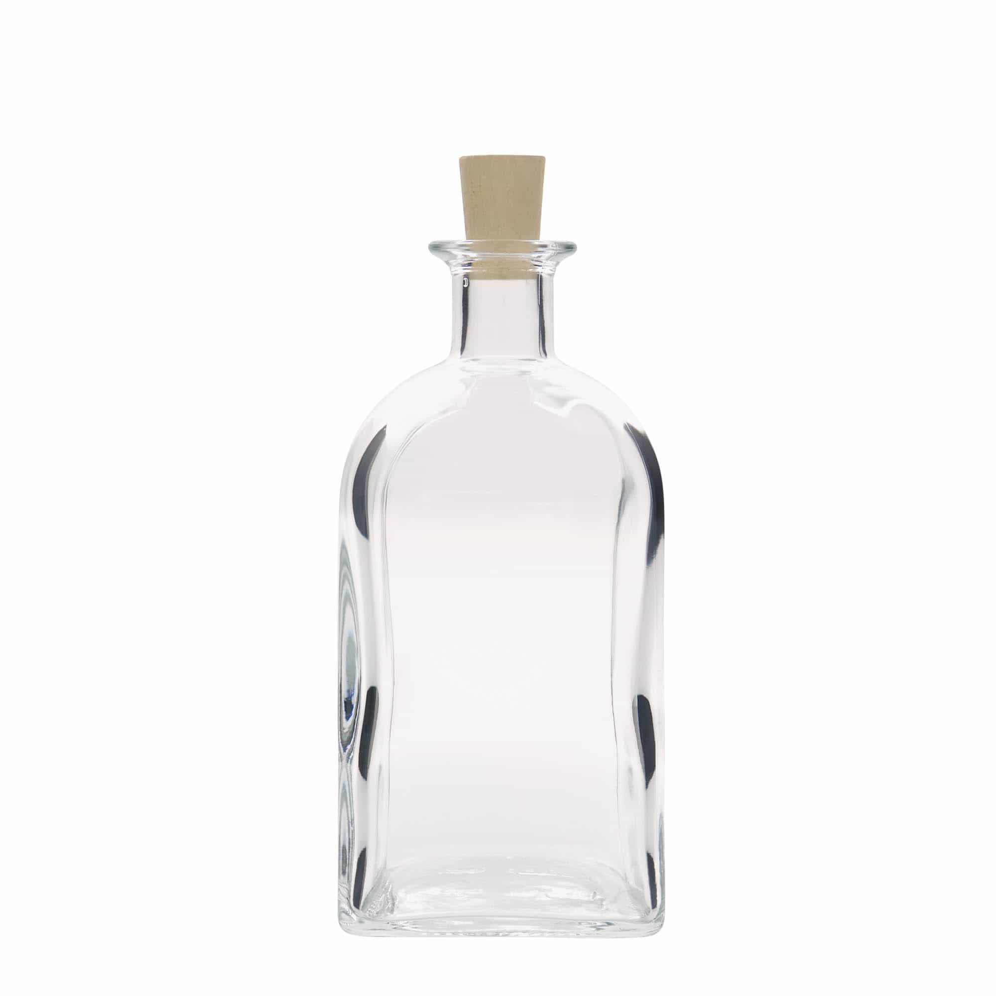 700 ml glasflaske apoteker 'Carré', kvadratisk, åbning: Kork