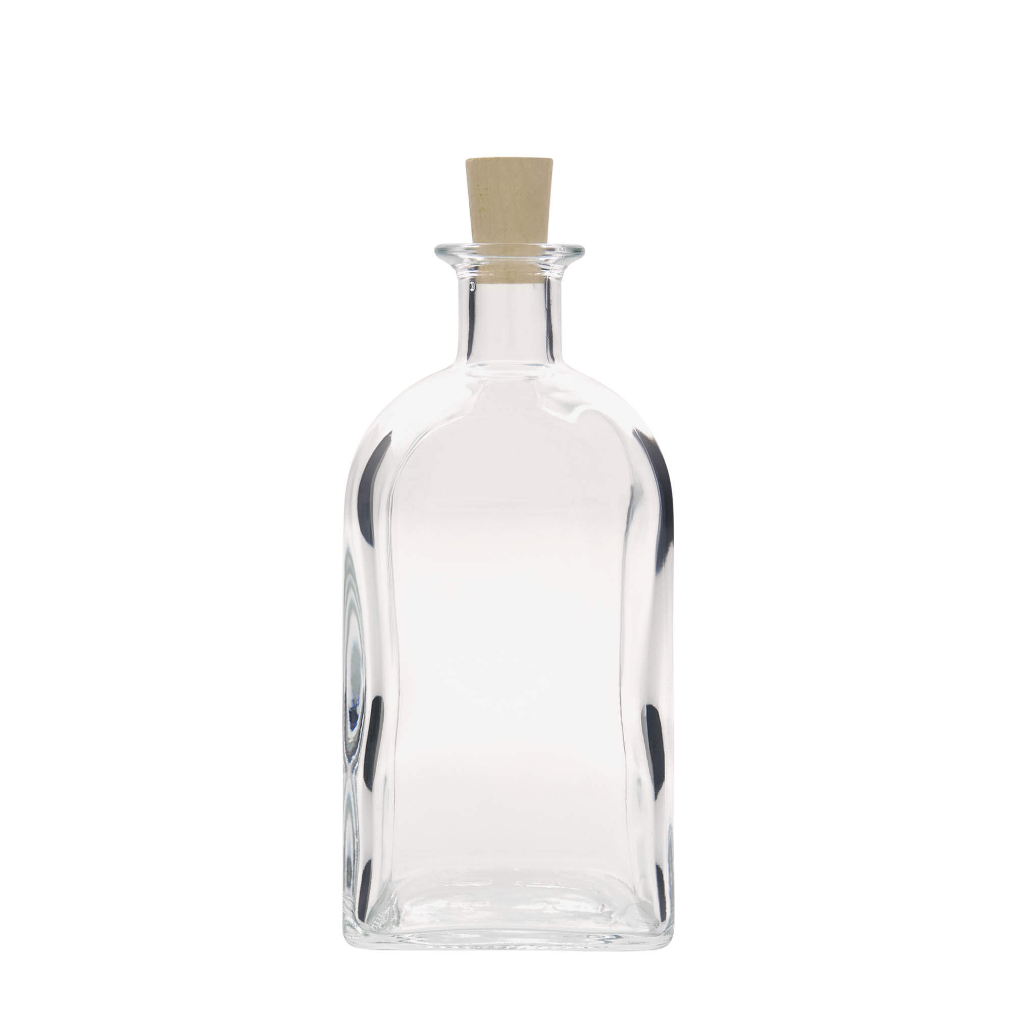 700 ml glasflaske apoteker Carré, firkantet, åbning: kork