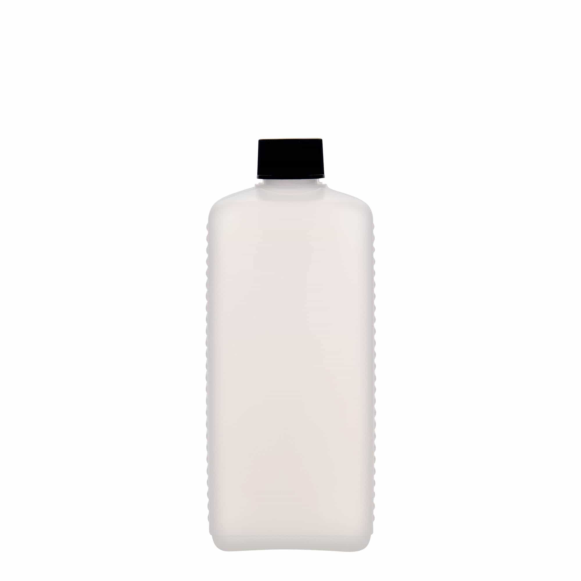 500 ml beholderflaske, firkantet, HDPE-plast, natur, åbning: DIN 25 EPE