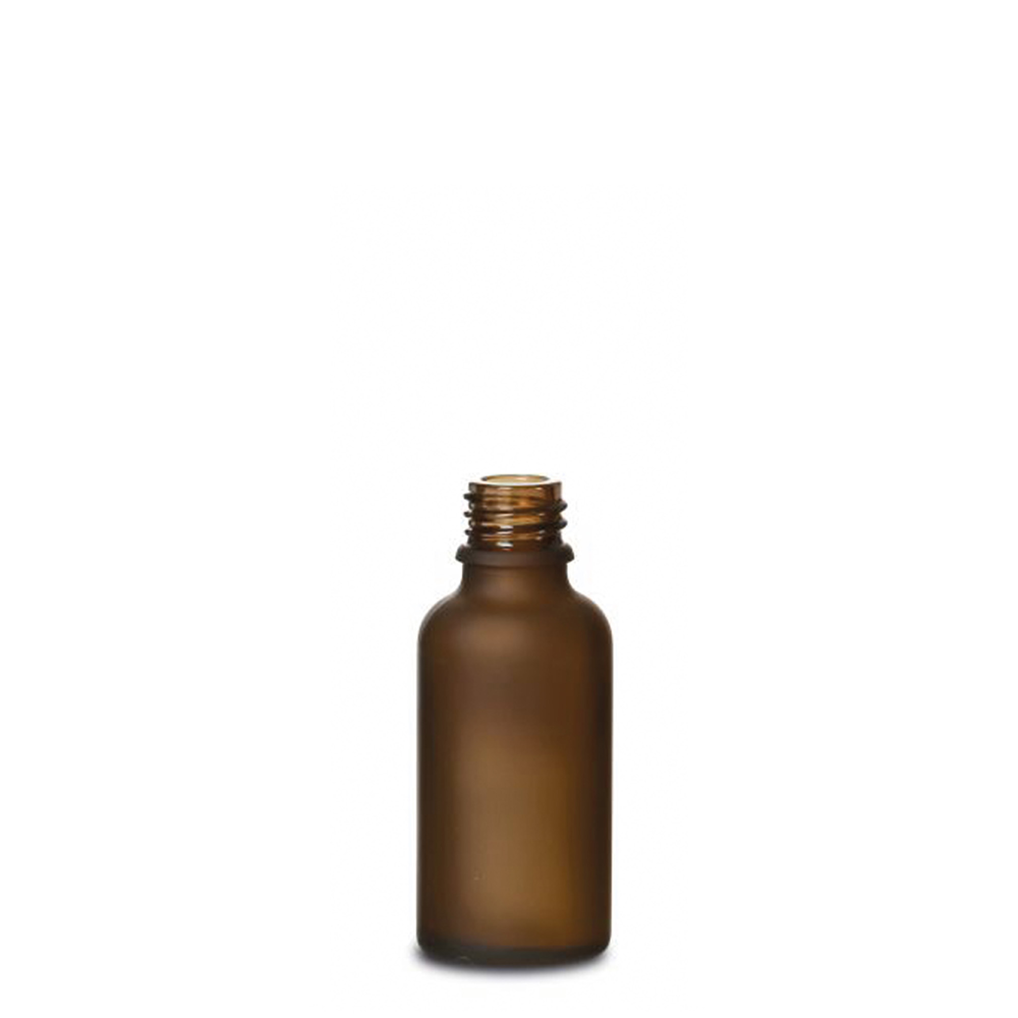 30 ml medicinflaske, glas, brun frostet, munding: DIN 18 30 ml medicinflaske, glas, brun frostet, munding: DIN 18