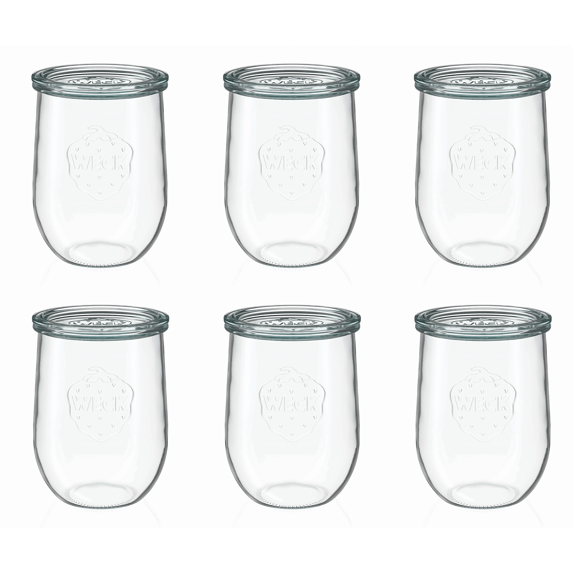 6x 1050 ml WECK-tulipanglas med glaslåg RR 100