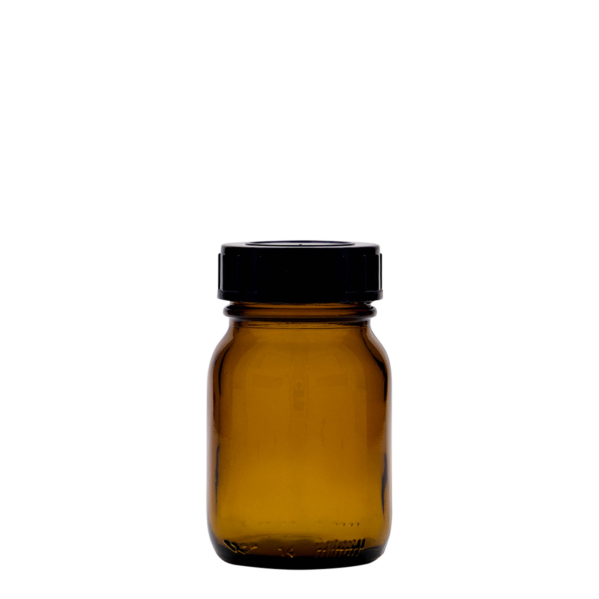 75 ml bredhalsglas, brunt, åbning: DIN 40