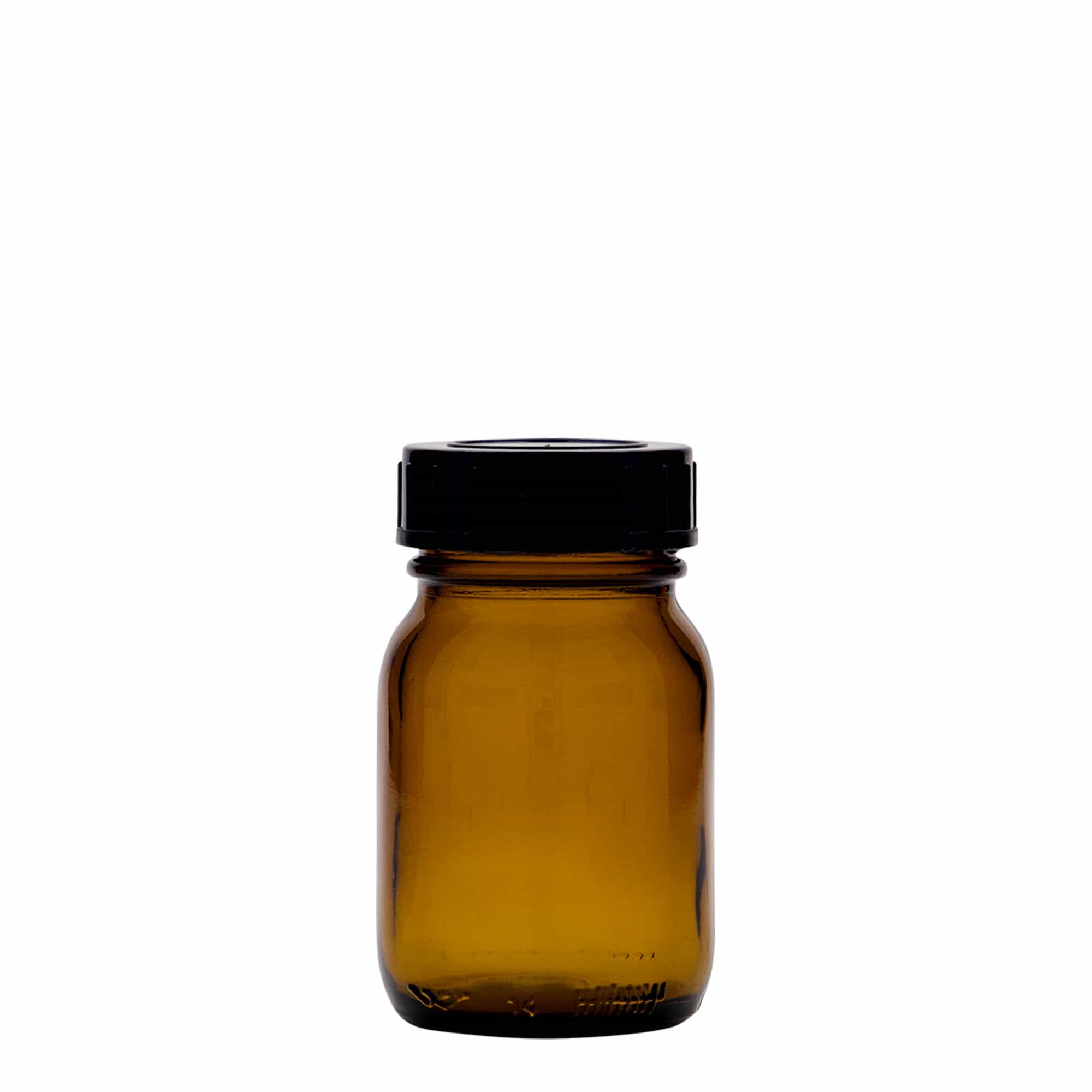 75 ml bredhalsglas, brunt, åbning: DIN 40