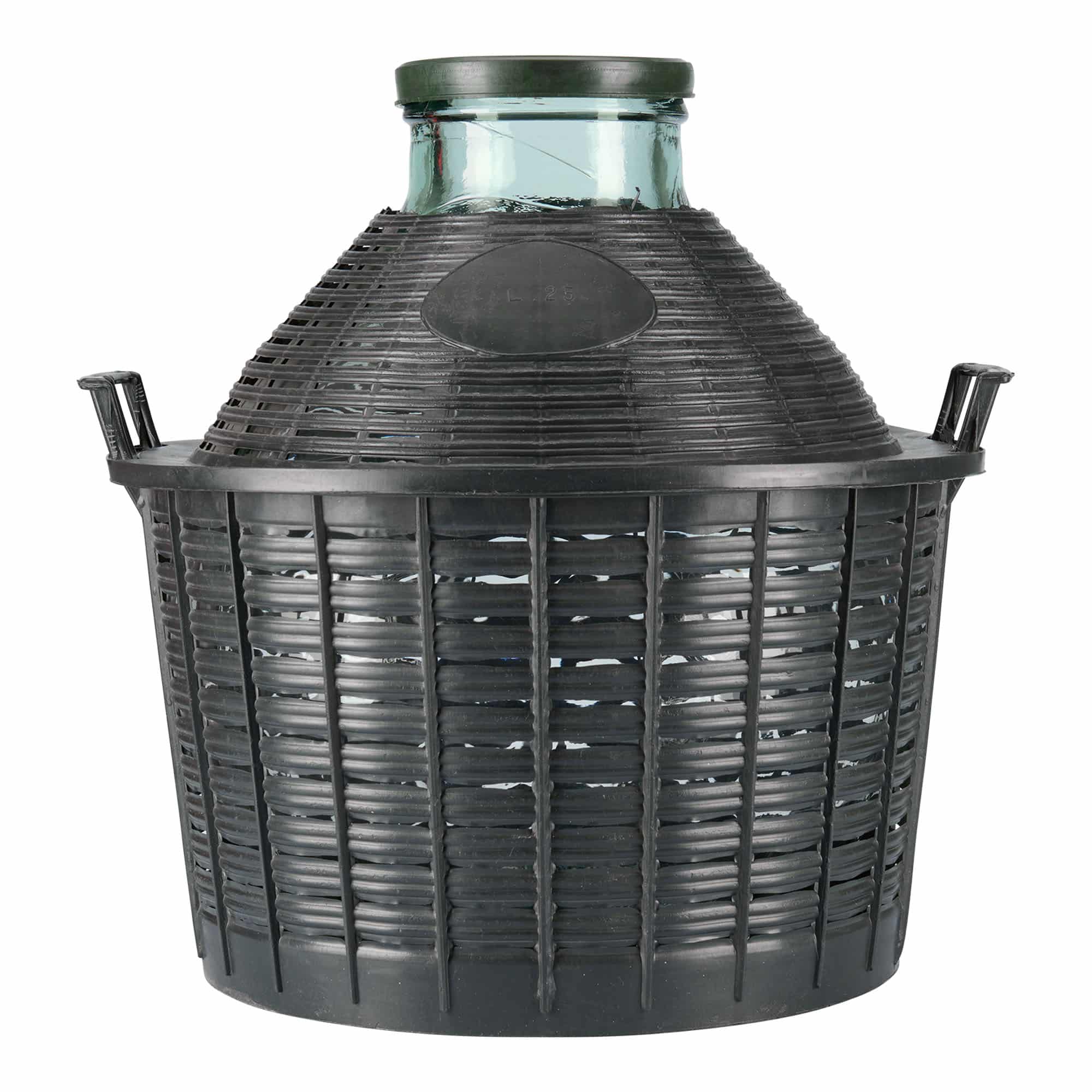 25 l ballonflaske med vid hals, glas, åbning: pålægslåg