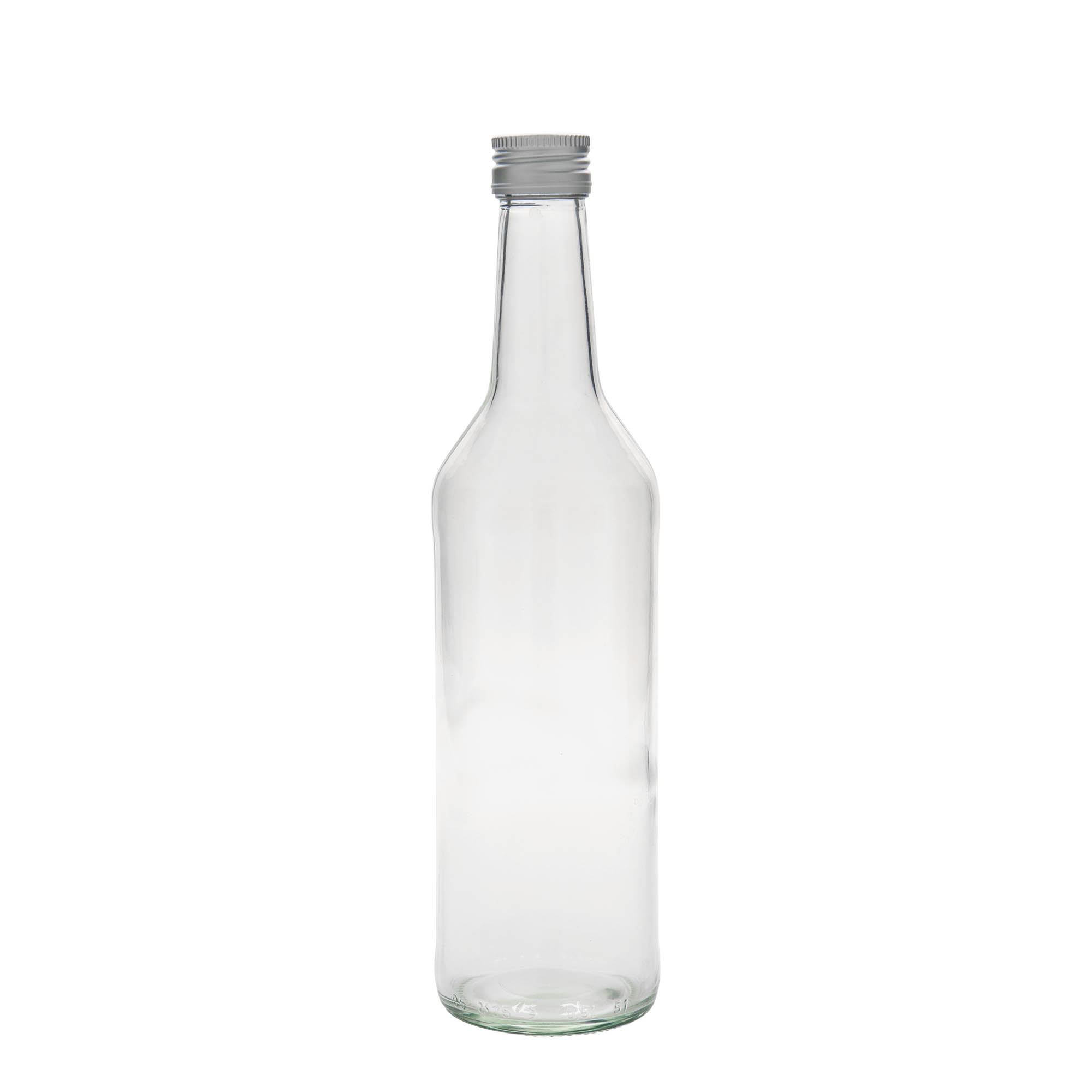 500 ml glasflaske med lige hals, åbning: PP 28 500 ml glasflaske med lige hals, åbning: PP 28