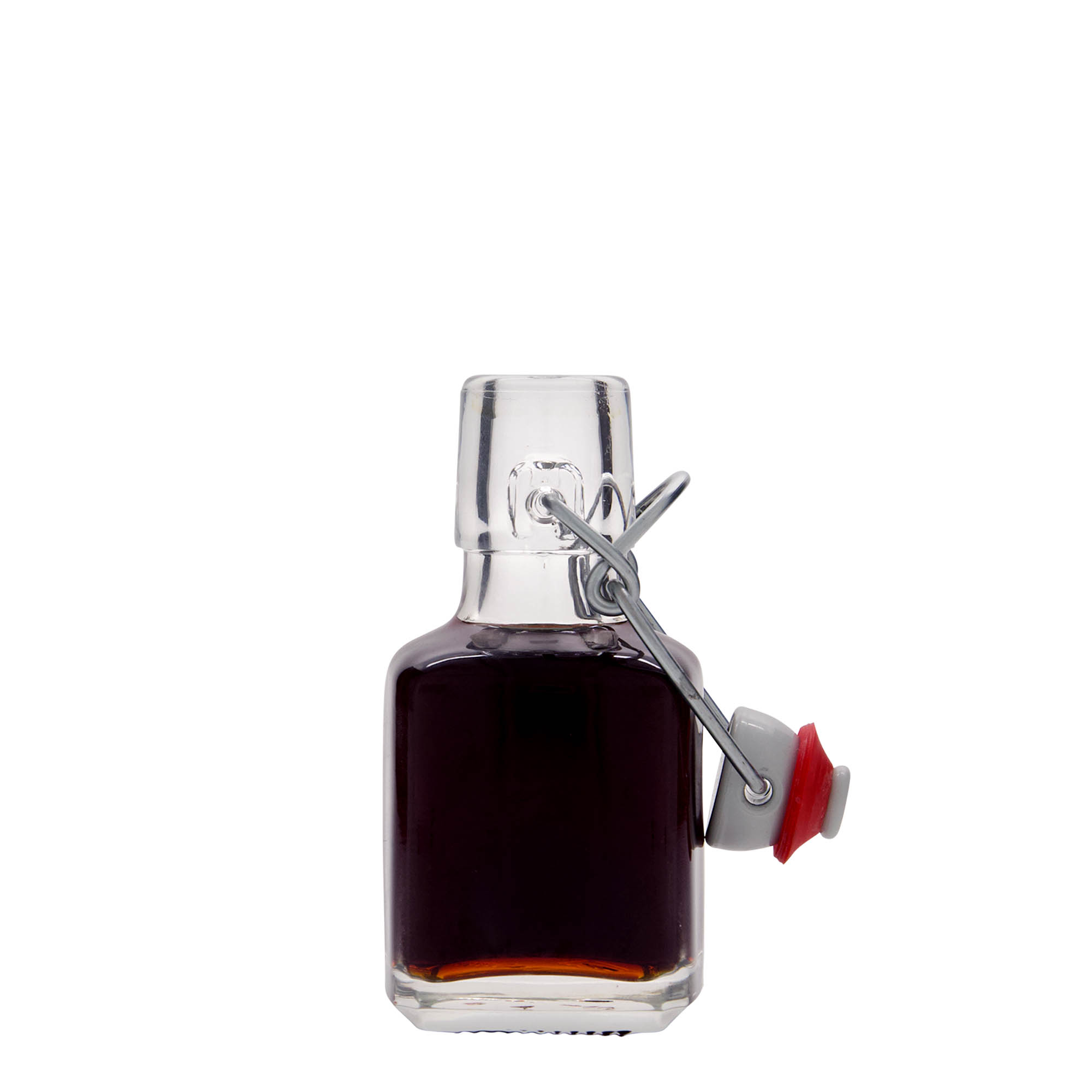 100 ml glasflaske »Kubica«, firkantet, åbning: patentprop