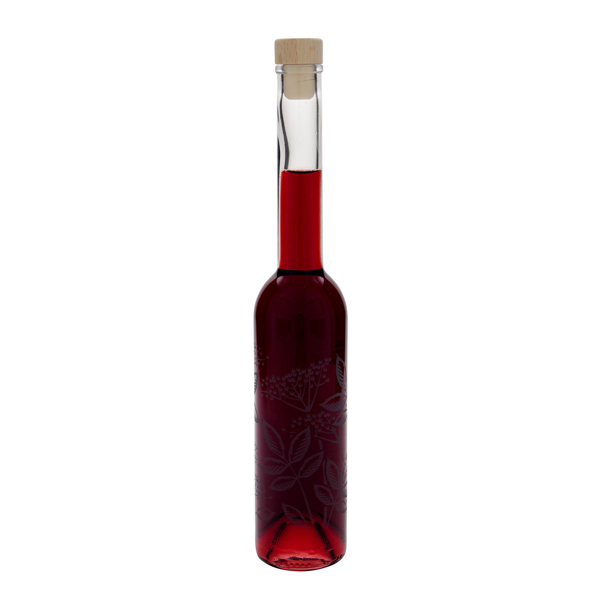350 ml glasflaske 'Opera', motiv: Hyld, åbning: Kork