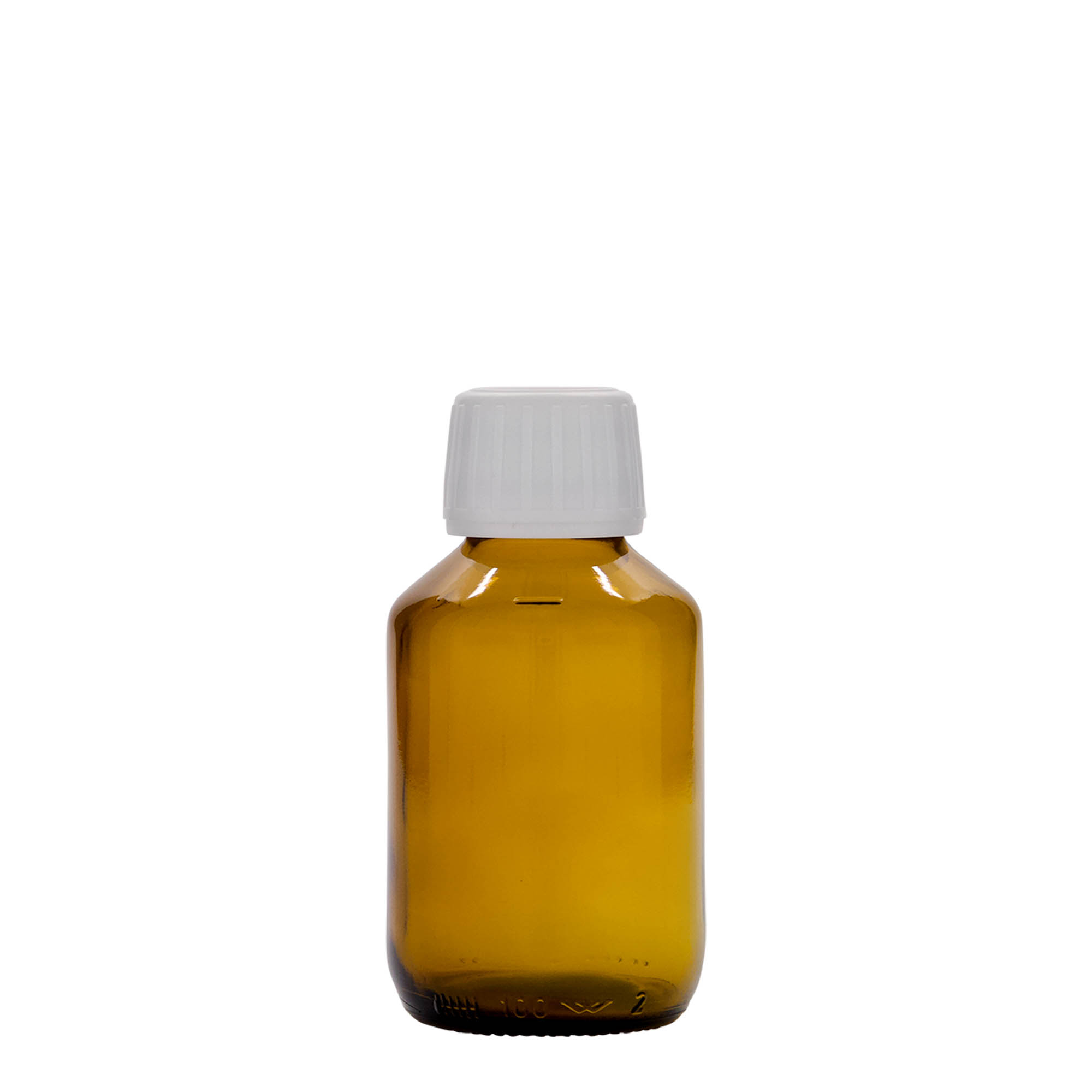 100 ml medicinflaske, brun, glas, åbning: PP 28 100 ml medicinflaske, brun, glas, åbning: PP 28