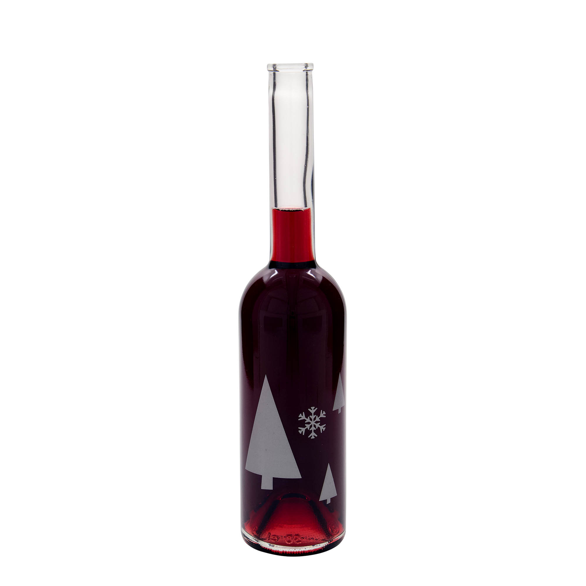 500 ml glasflaske 'Opera', motiv: snefnug, munding: kork