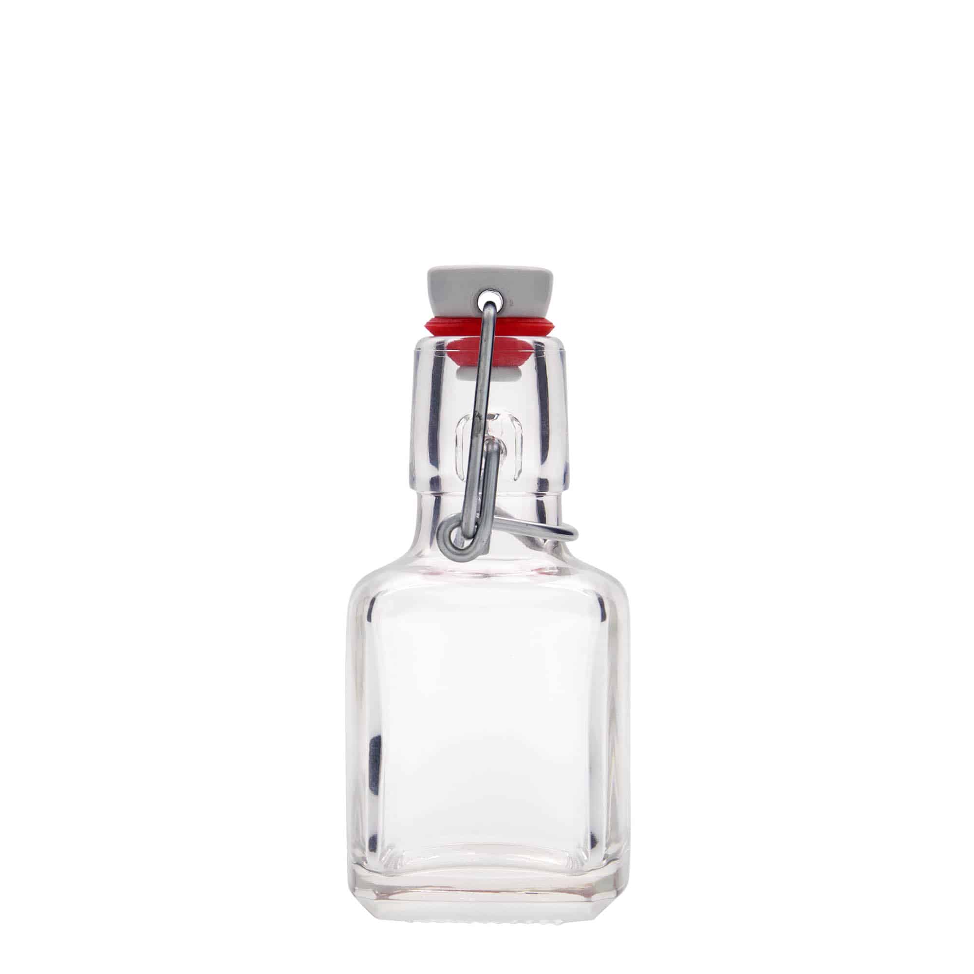 100 ml glasflaske 'Kubica', firkantet, åbning: patentprop
