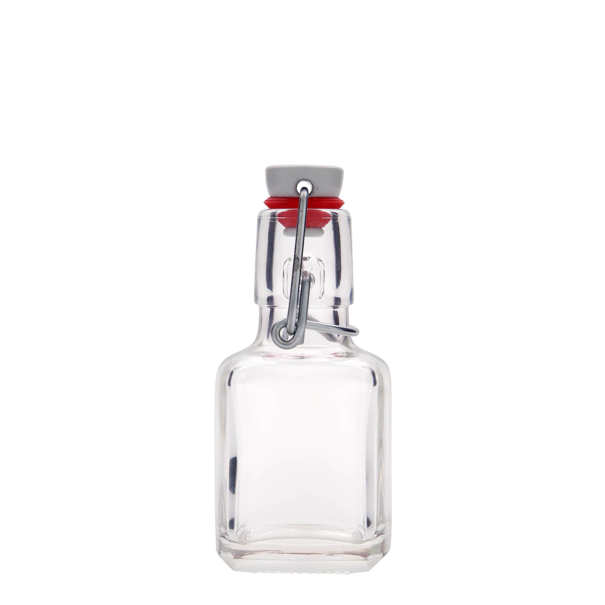 100 ml glasflaske 'Kubica', firkantet, åbning: patentprop