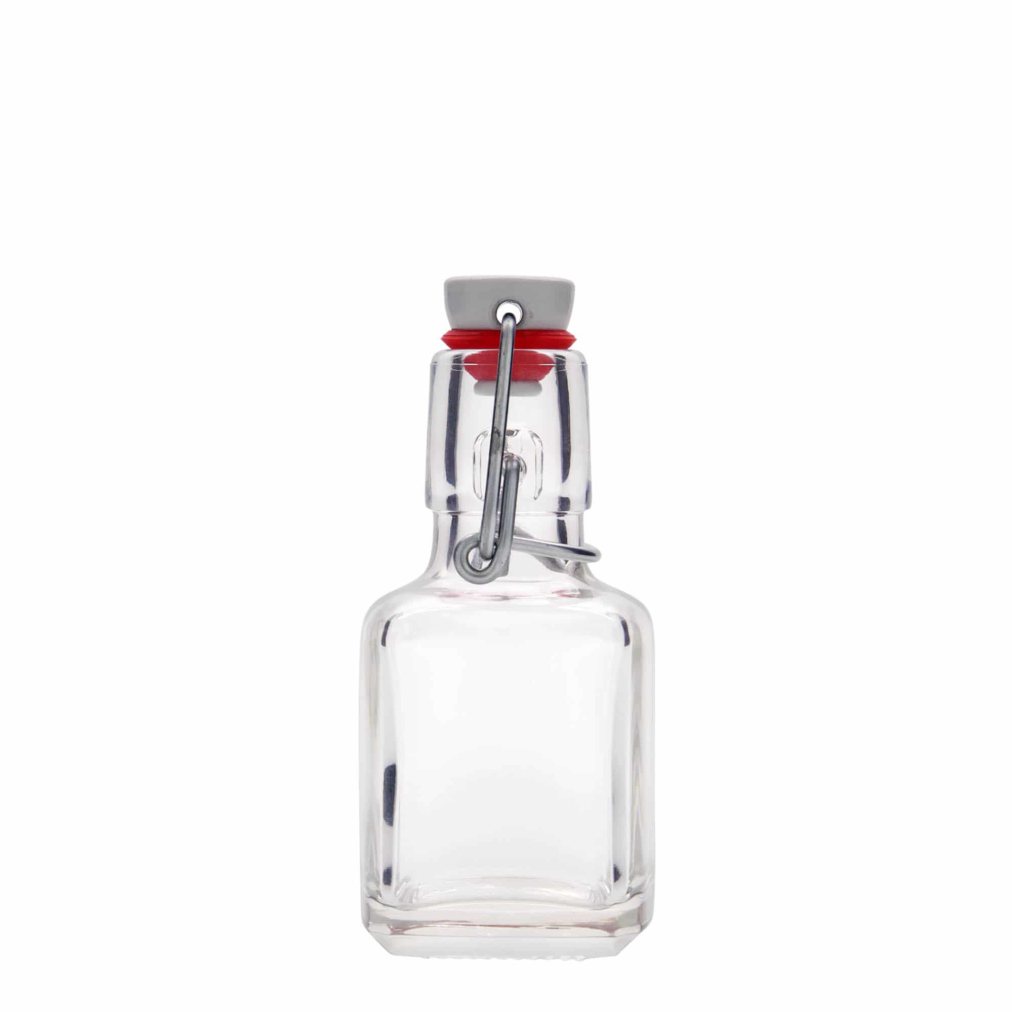 100 ml glasflaske 'Kubica', firkantet, åbning: patentprop