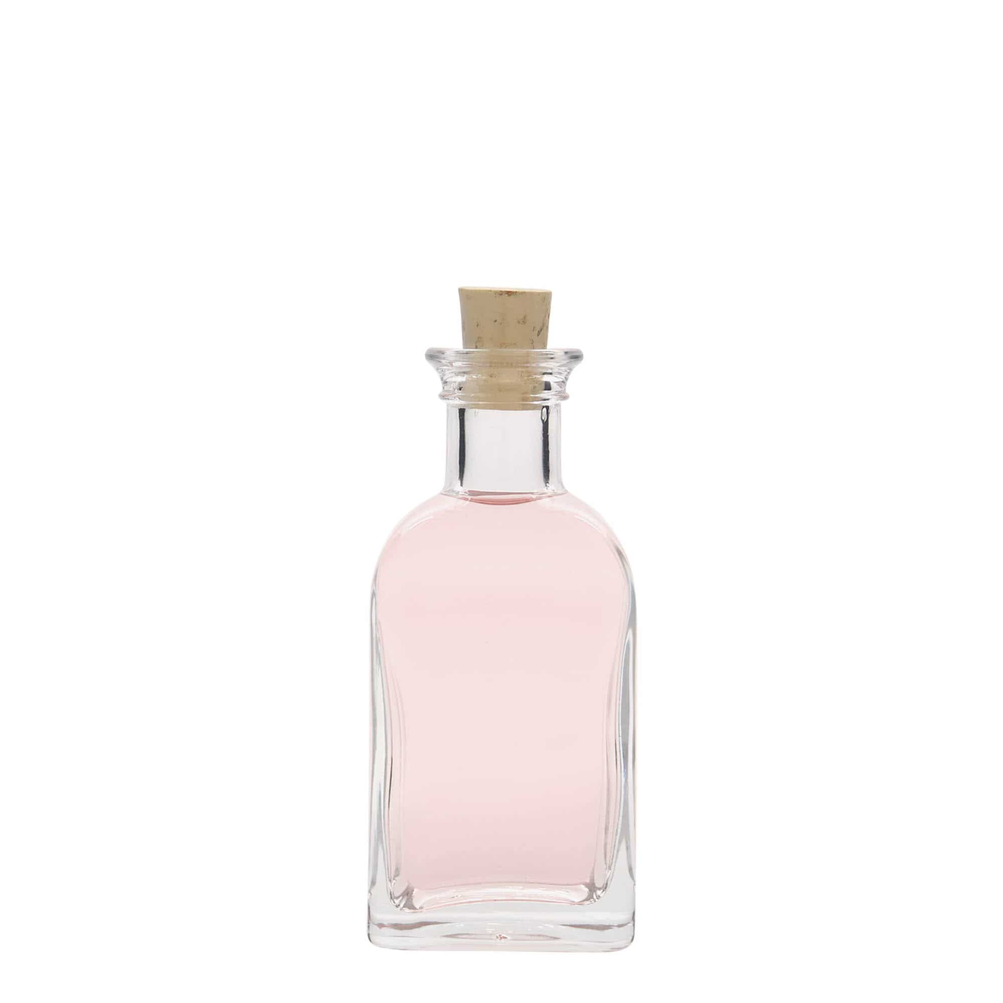 100 ml glasflaske apoteker 'Carré', kvadratisk, åbning: Kork