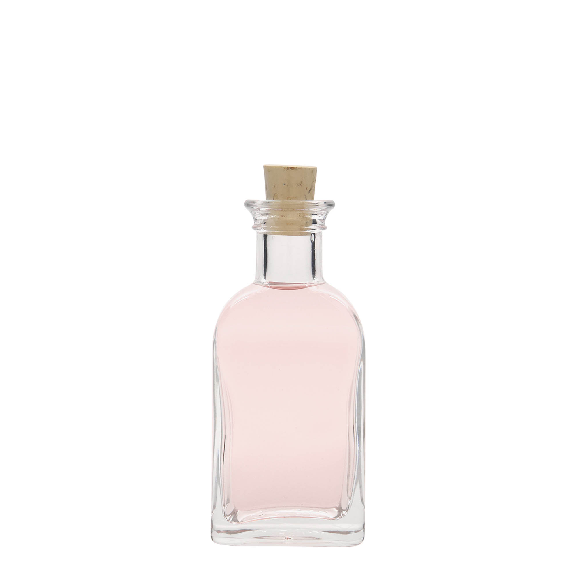 100 ml glasflaske apoteker Carré, firkantet, åbning: kork