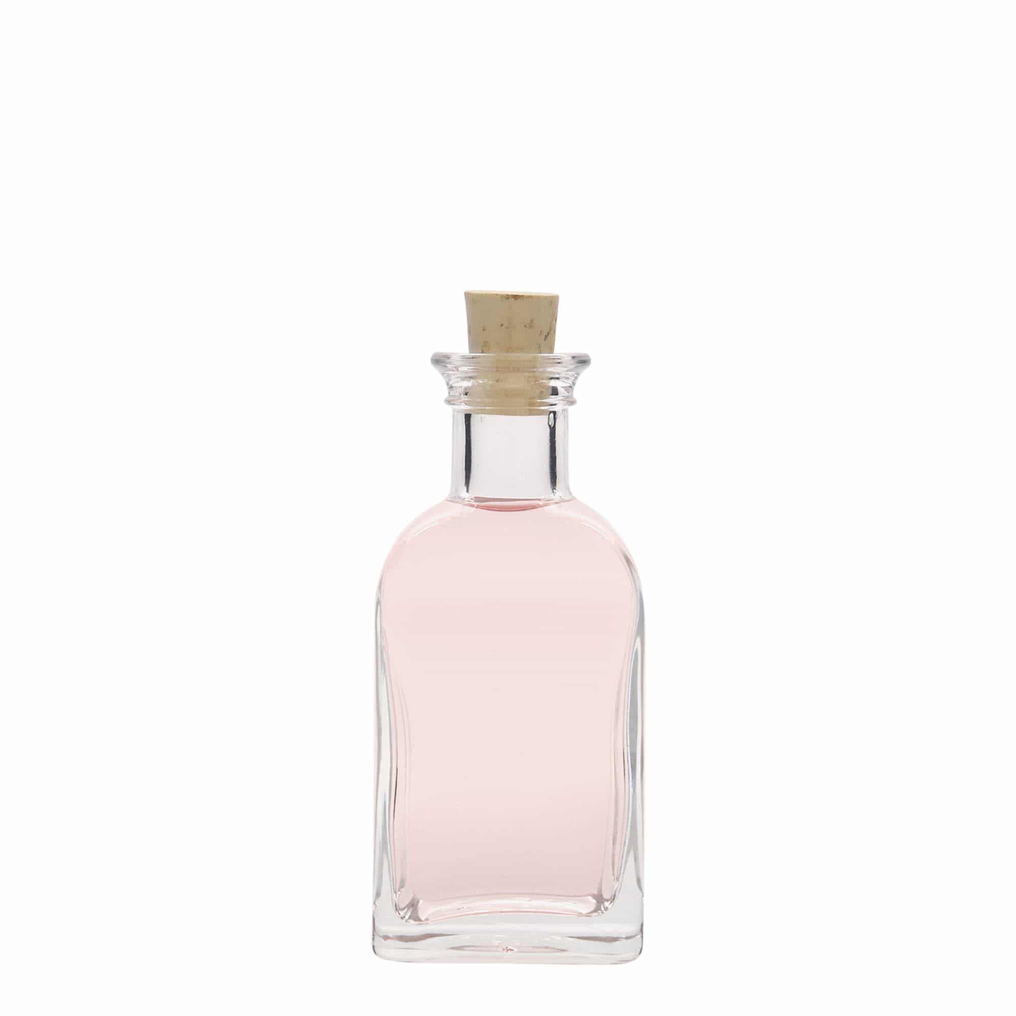100 ml glasflaske apoteker Carré, firkantet, åbning: kork