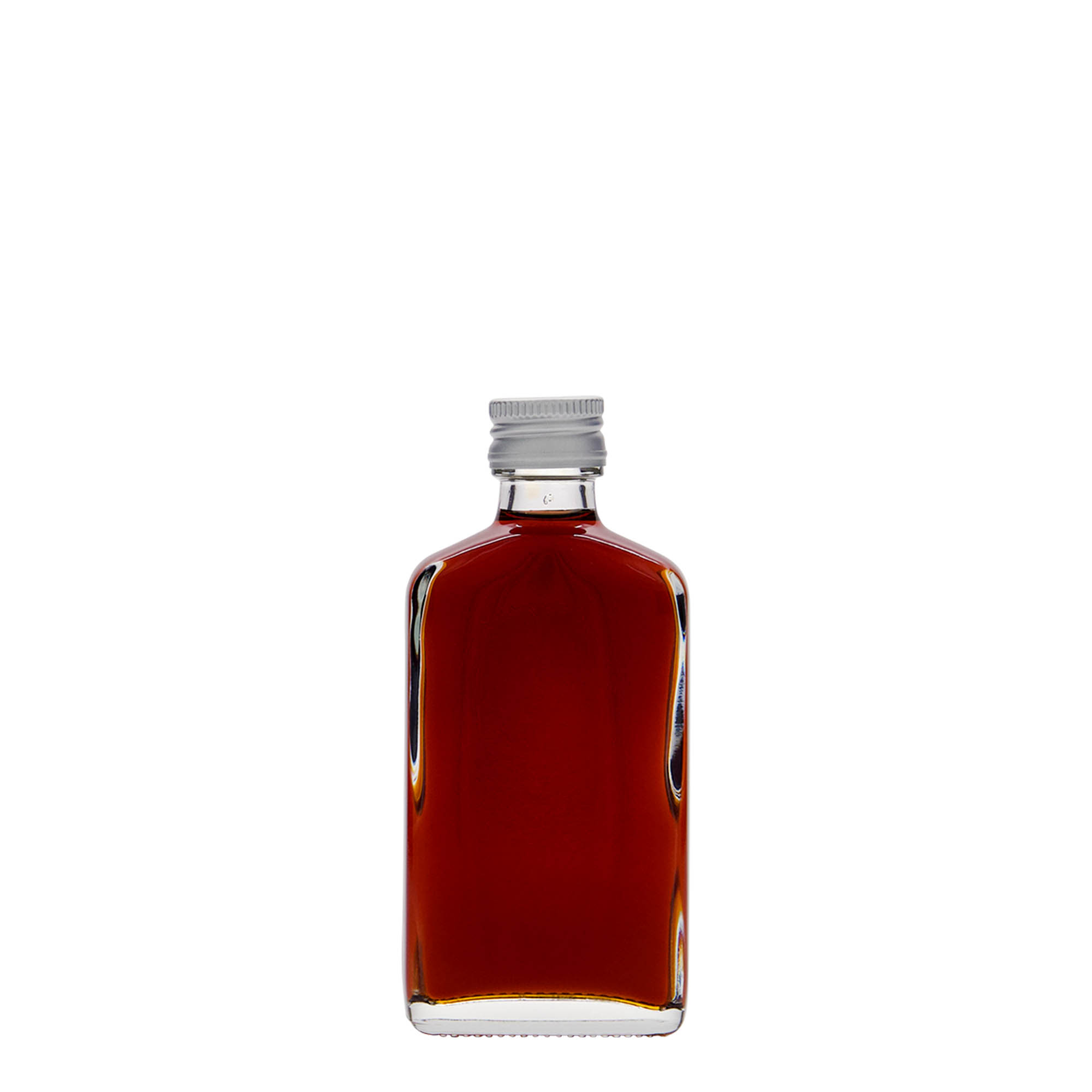 50 ml lommeflaske, rektangulær, glas, åbning: PP 18 50 ml lommeflaske, rektangulær, glas, åbning: PP 18