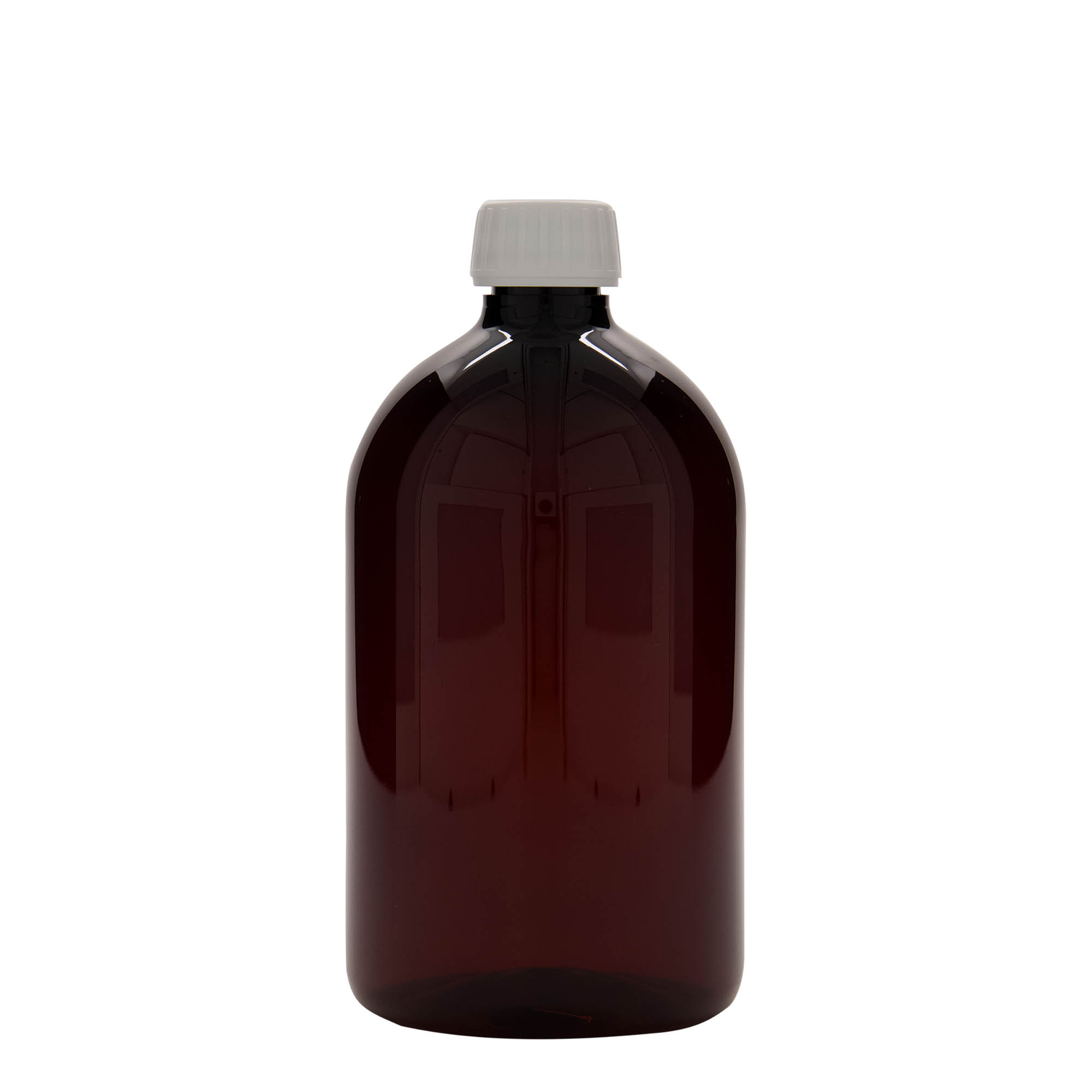 1.000 ml PET-medicinflaske, brun, plastik, åbning: PP 28