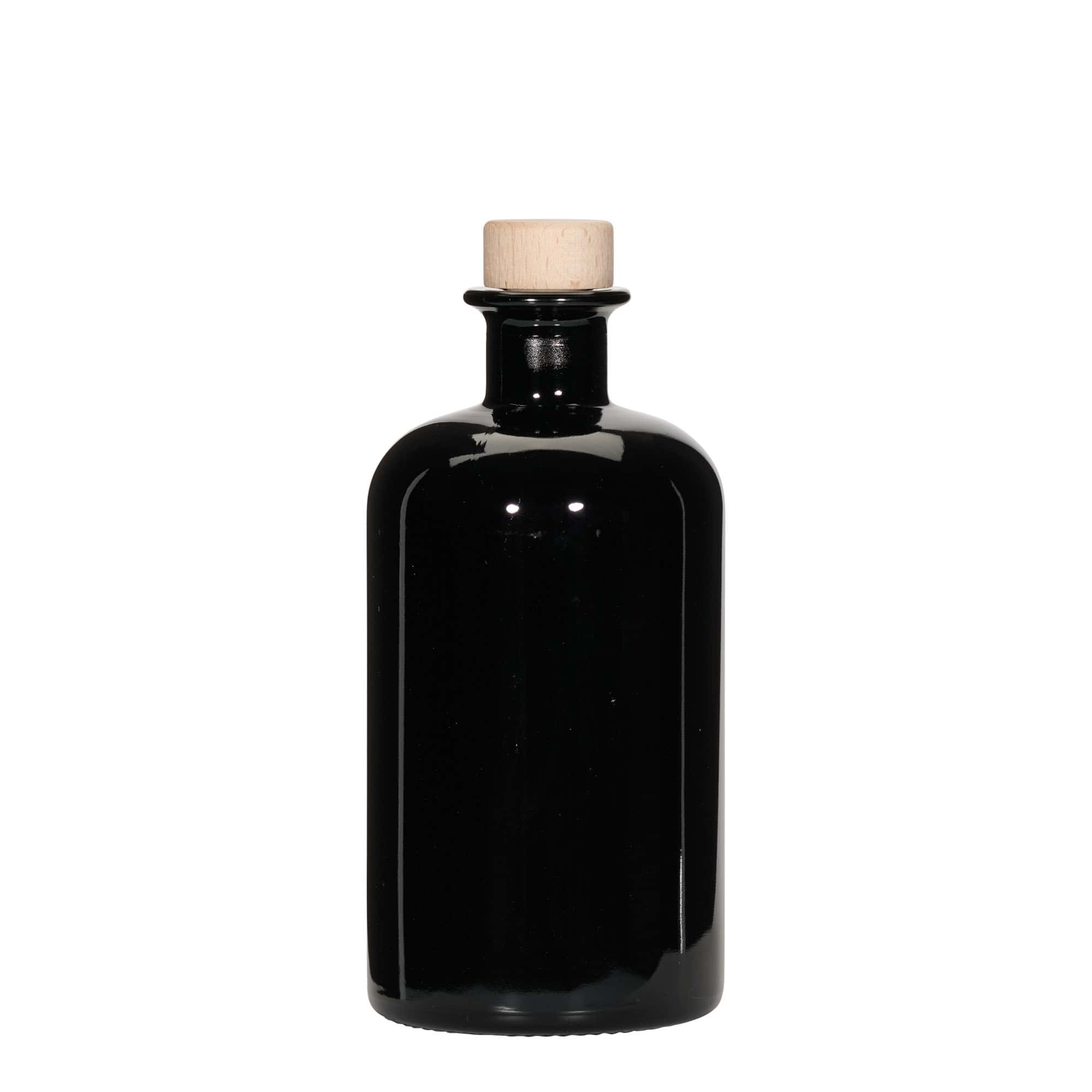 500 ml glasflaske apoteker, sort, åbning: Kork