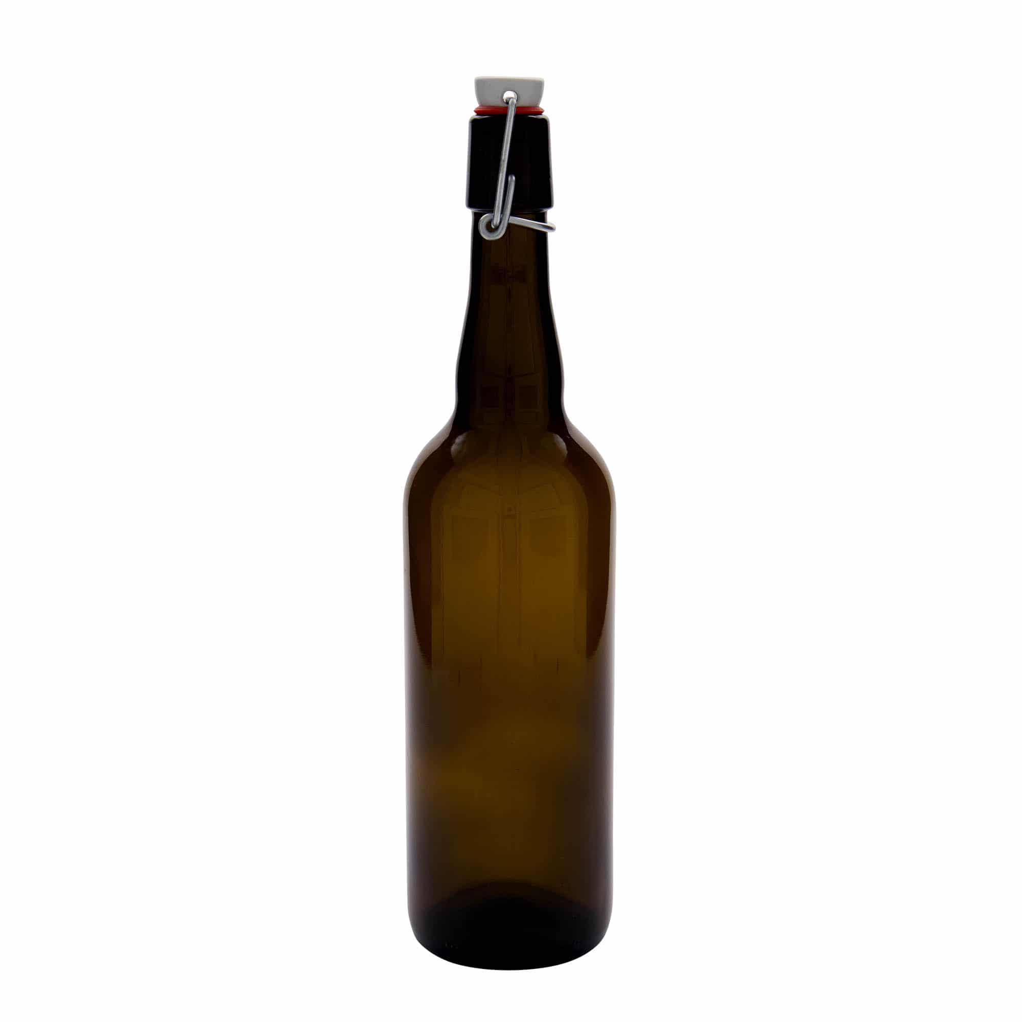 750 ml ølflaske Belgien, glas, brun, åbning: Patentlåg