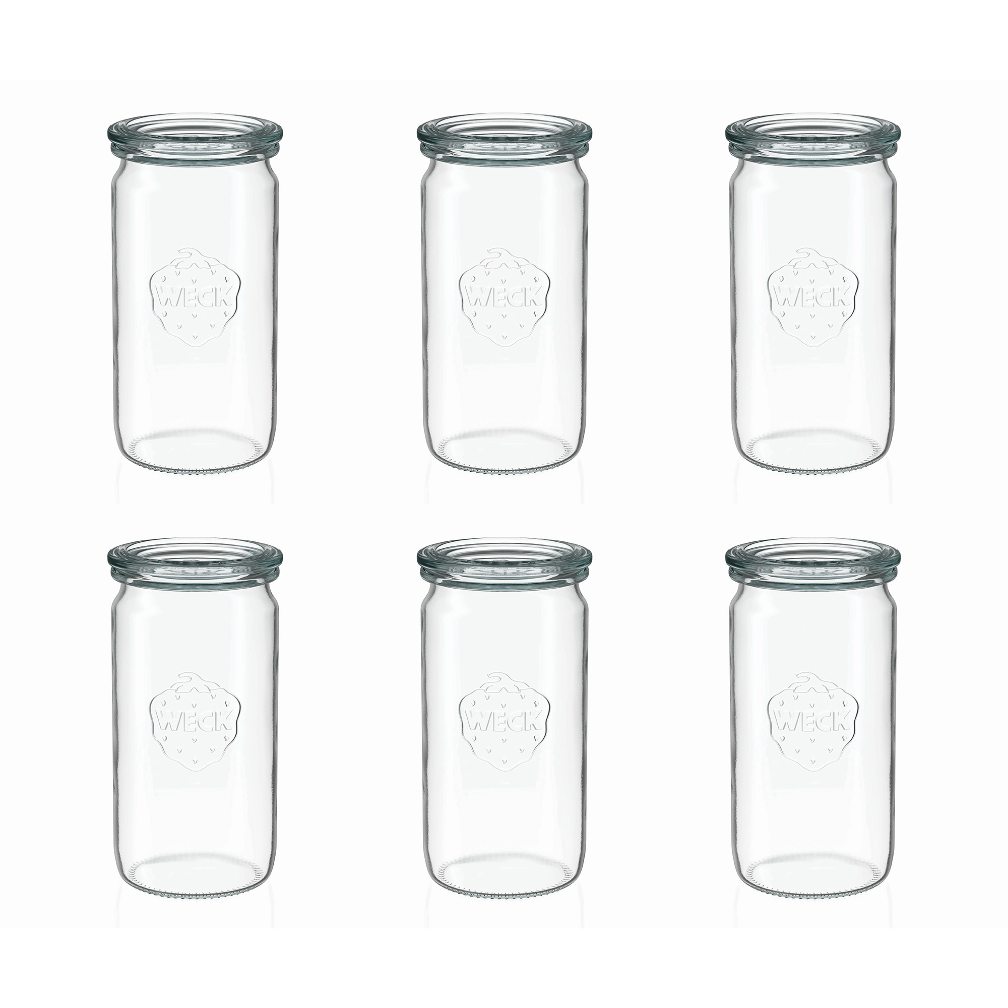 6x 340 ml WECK-cylinderglas med glaslåg RR 60