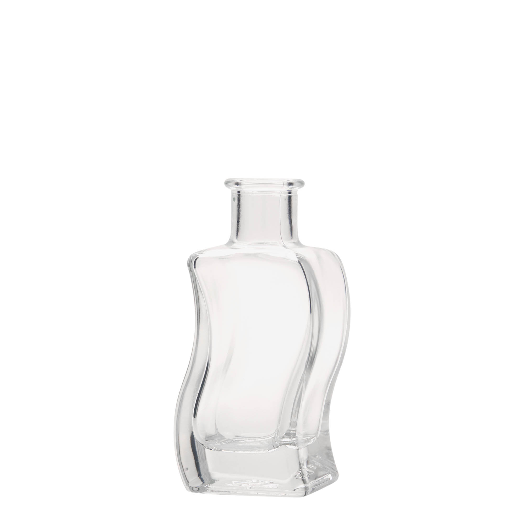 100 ml glasflaske 'Welle', firkantet, åbning: kork 100 ml glasflaske 'Welle', firkantet, åbning: kork