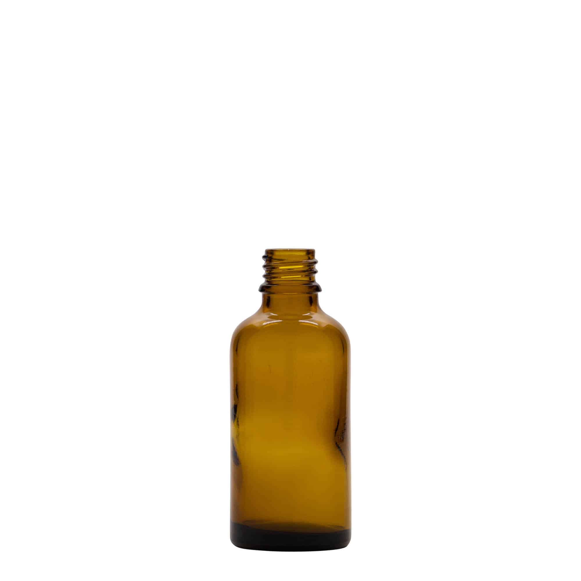 50ml medicinflaske, glas, brun mat, munding: DIN 18
