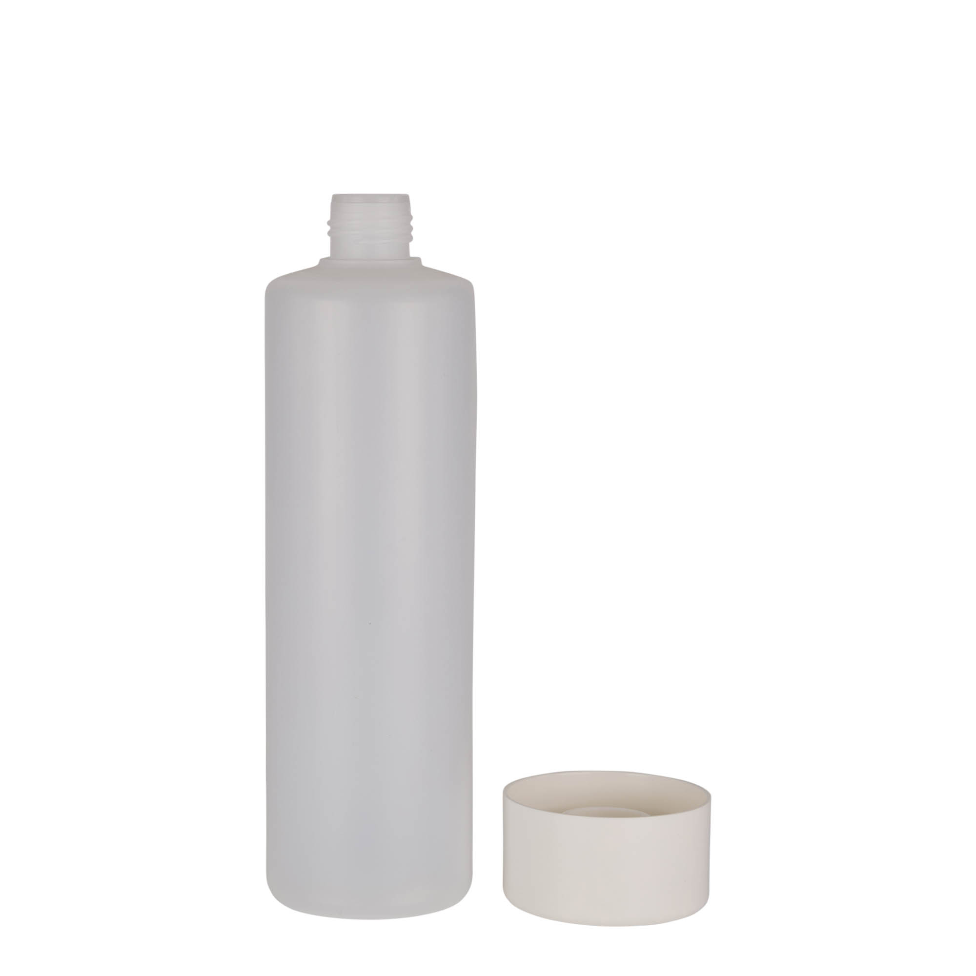 500 ml rund flaske, PE-plast, natur, åbning: skruelåg 500 ml rund flaske, PE-plast, natur, åbning: skruelåg
