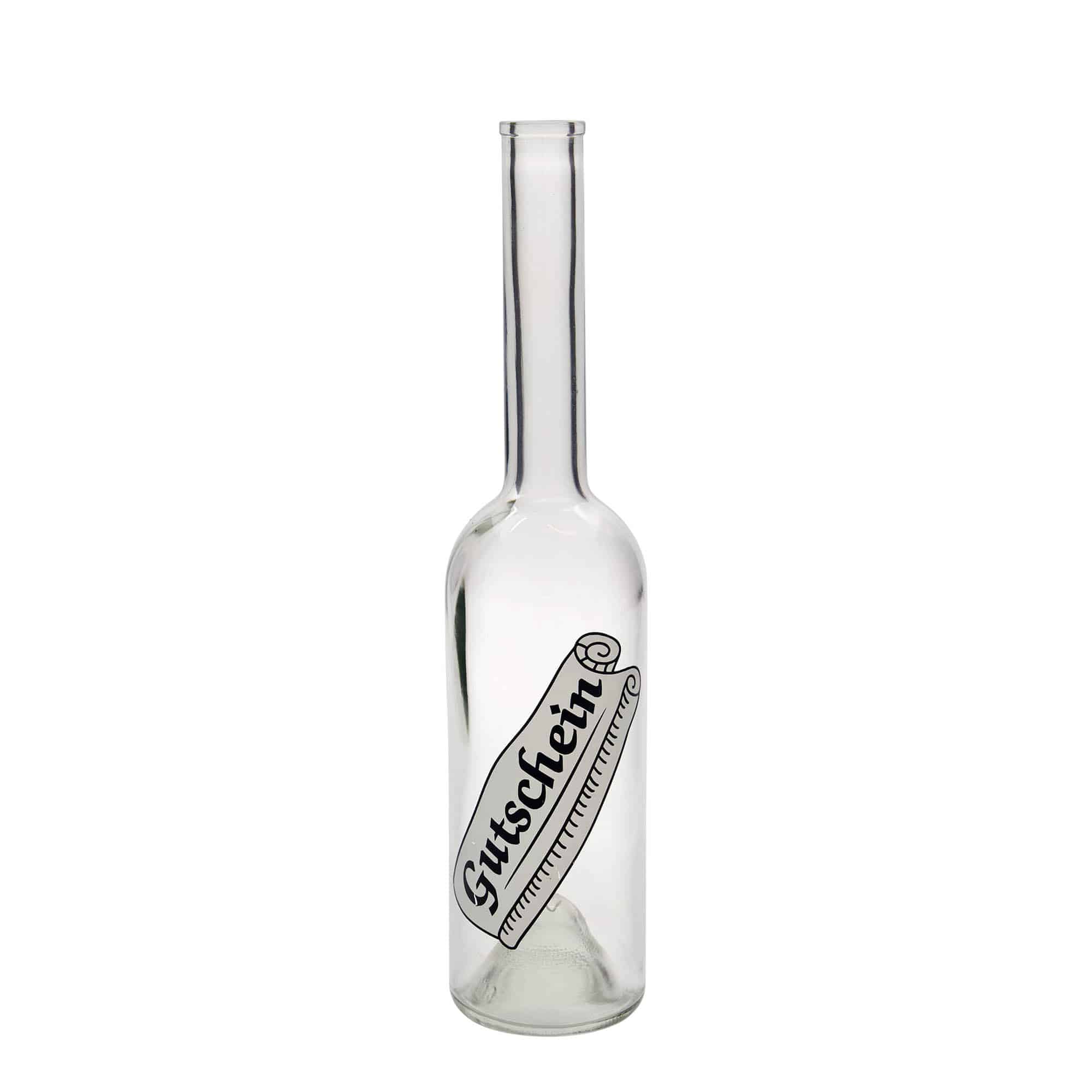 500 ml glasflaske 'Opera', motiv: gavekort, åbning: kork