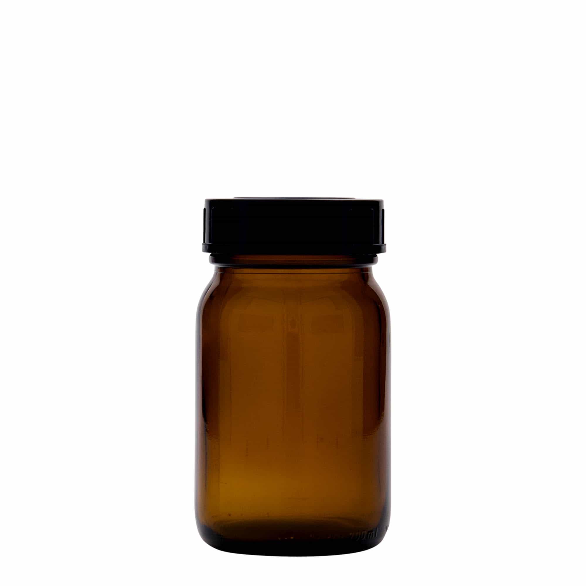 200 ml bredhalset glas, brun, åbning: DIN 55
