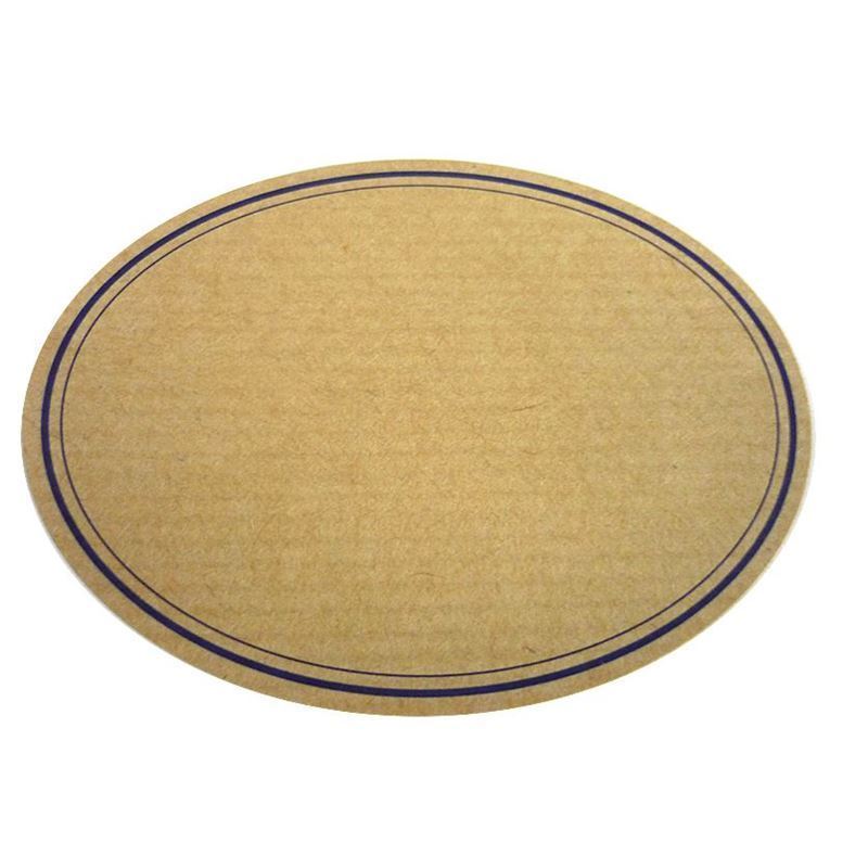 Naturetiket, oval, papir, blå-brun