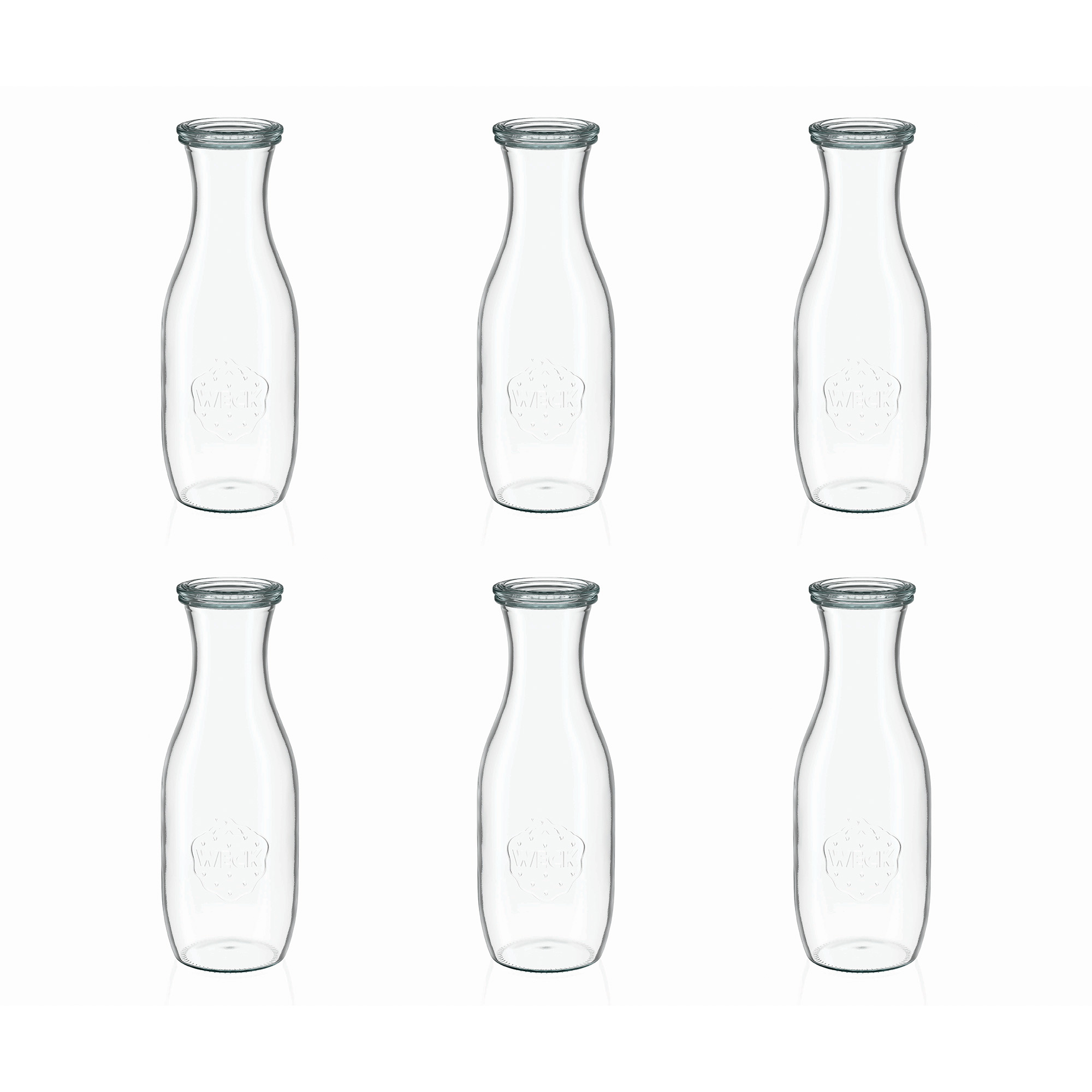 6x 1000 ml WECK-saftflaske med glaslåg RR 60