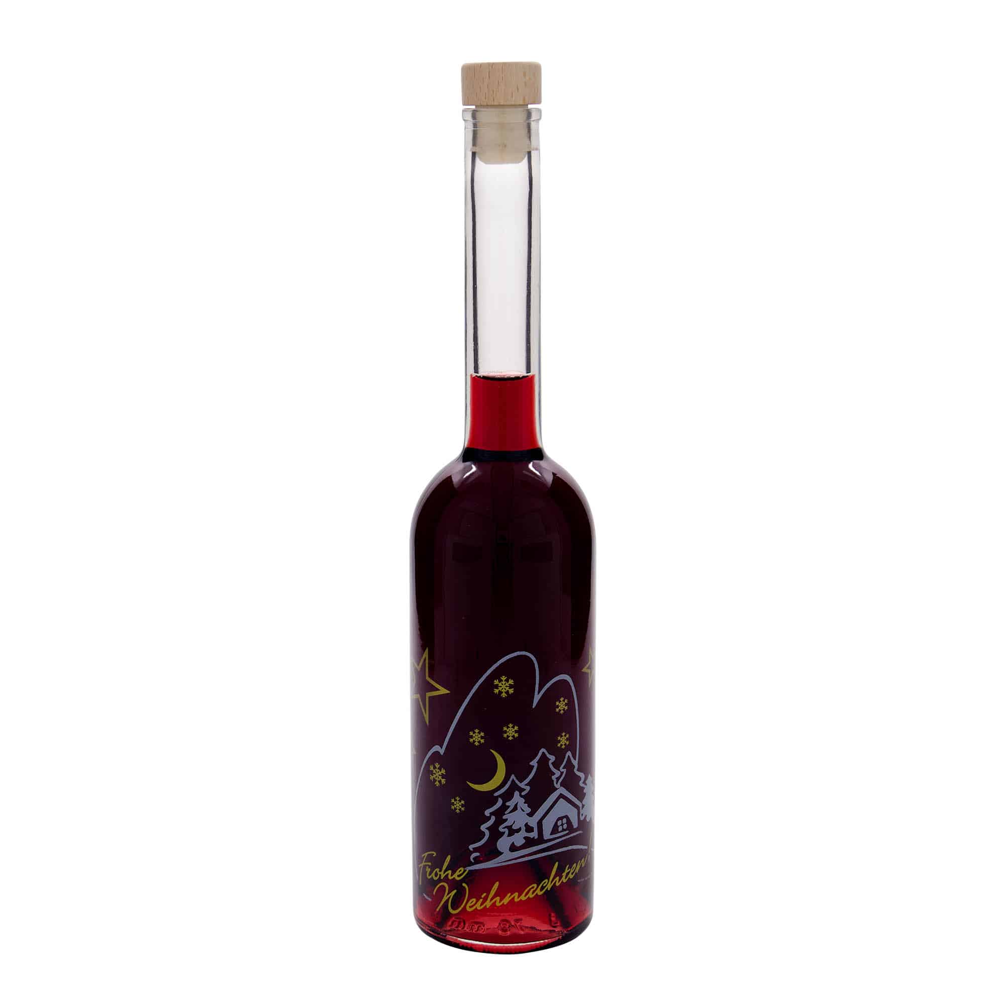 500 ml glasflaske 'Opera', motiv: juleidyl, åbning: kork