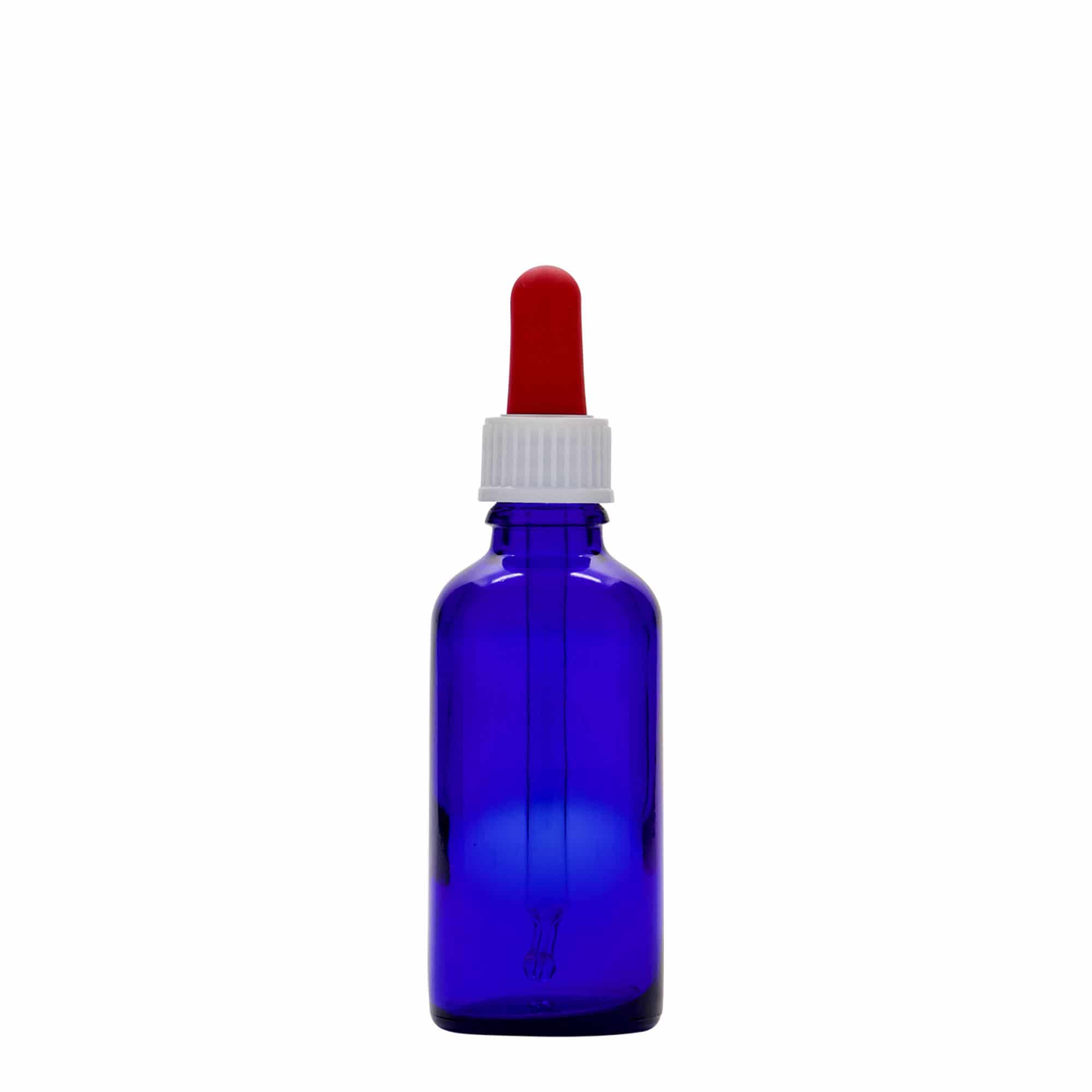 50 ml pipetteflaske medicin, glas, kongeblå-rød, åbning: DIN 18