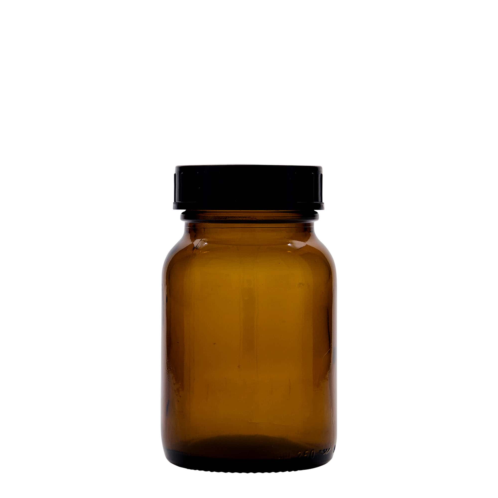 250 ml bredhalsglas, brunt, åbning: DIN 55